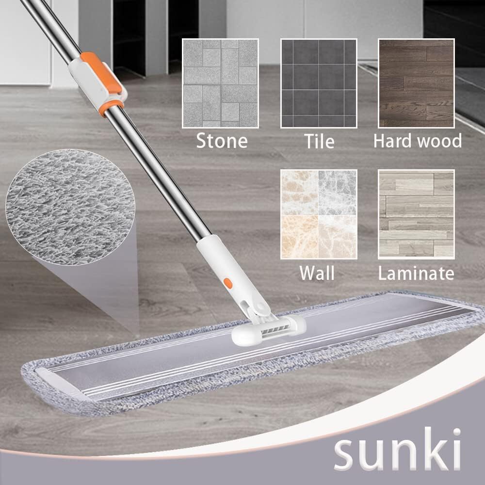 Microfiber Flat Mop 32 in. 360 Spin Mop with Stainless Steel Handle 4 Mop Pads