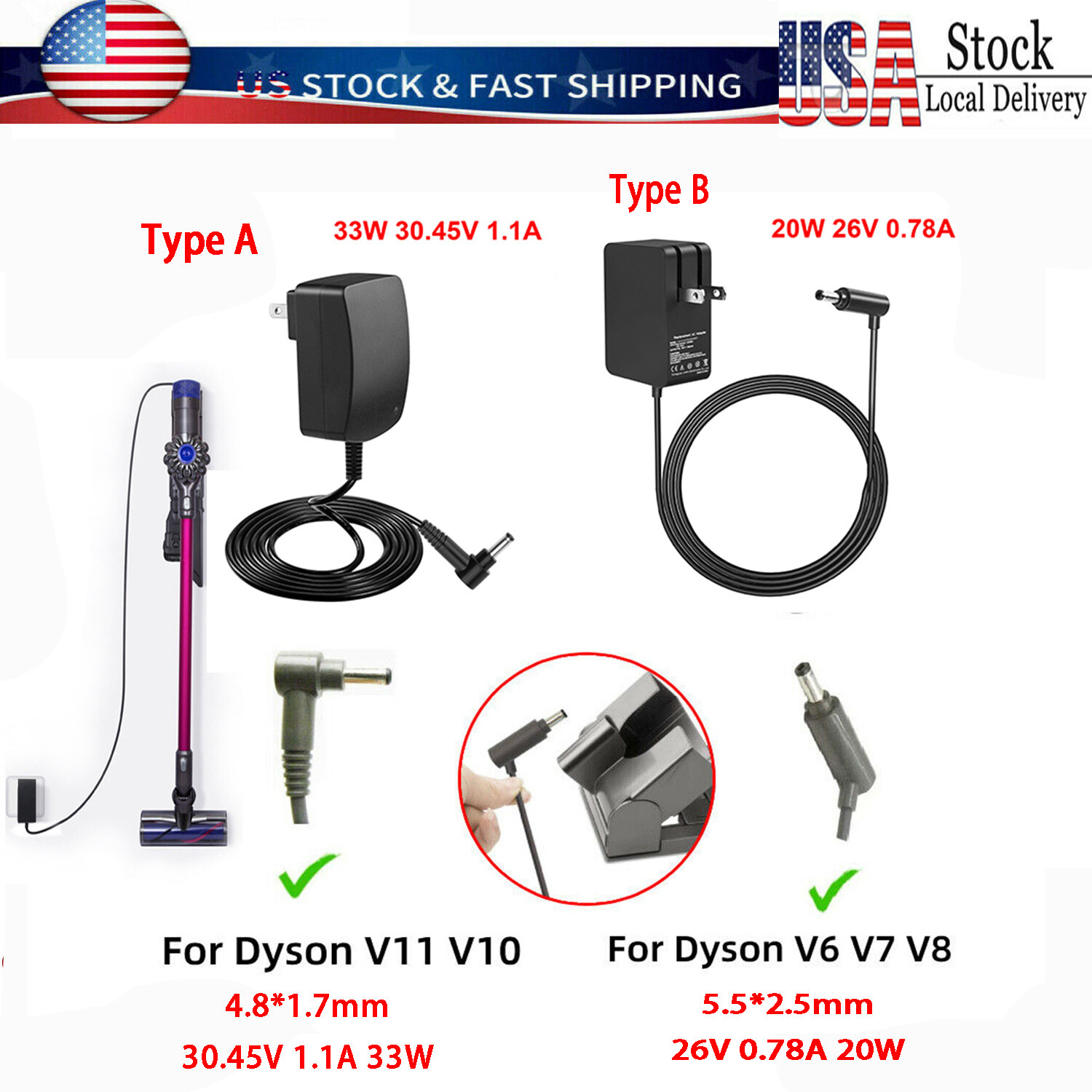 Battery Charger For Dyson V6 V7 V8 V10 V11 Motorhead Absolute Animal Vac Cleaner
