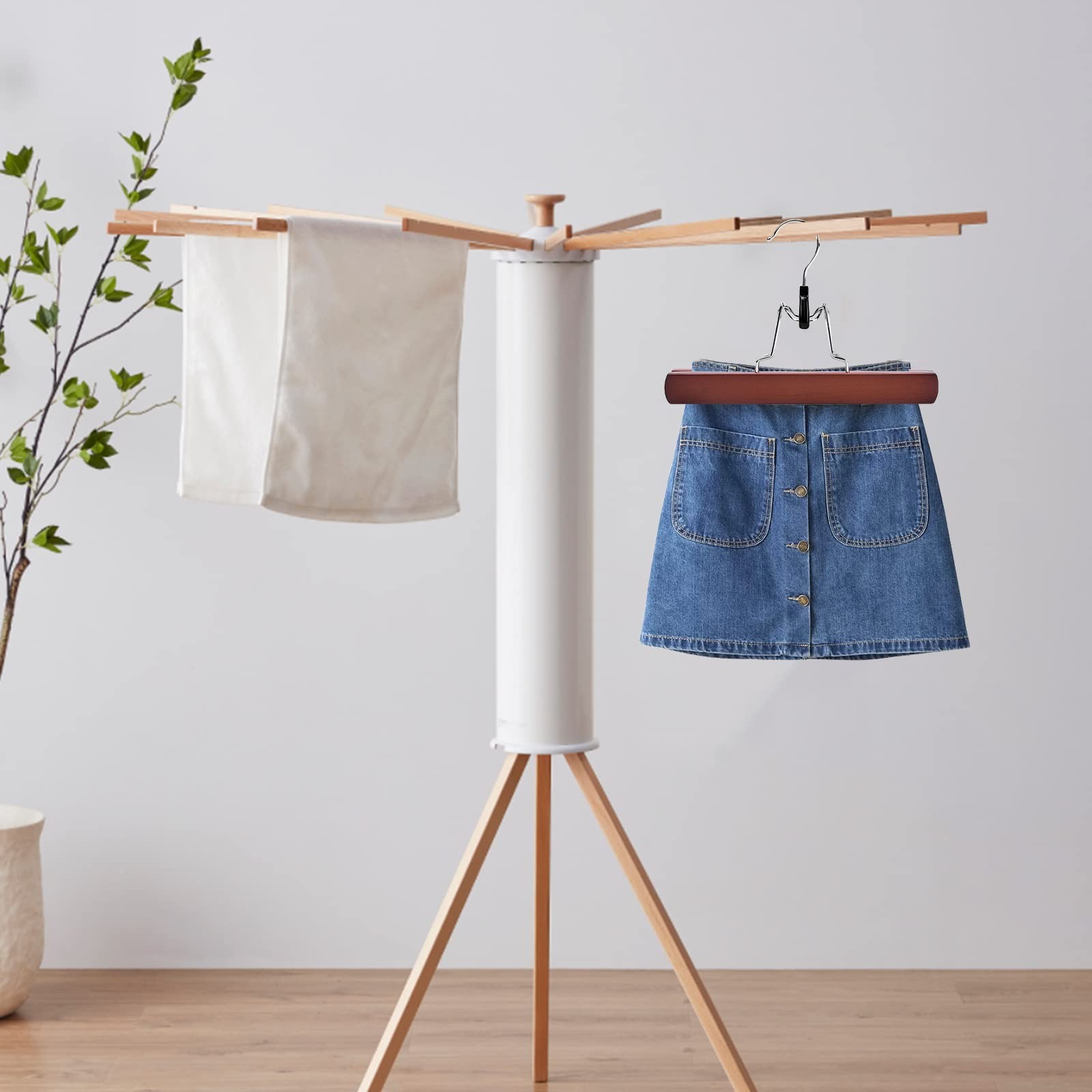 Wooden Pants Skirt Hangers Smooth Finish Solid Wood Non Slip Jeans Slack Clamp H