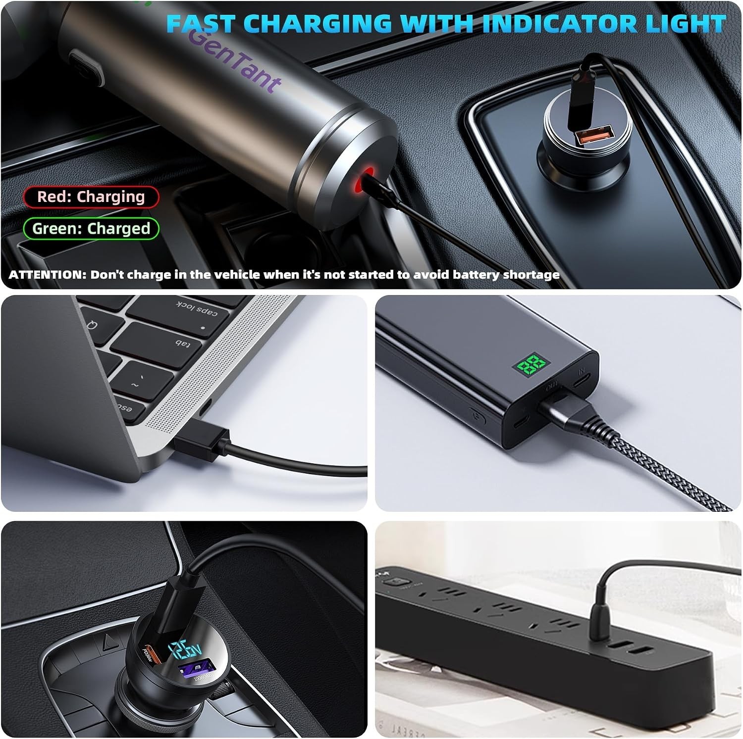 Efficient Car Vacuum with LED Battery Indicator | 35 Min Runtime, Eco-Friendly