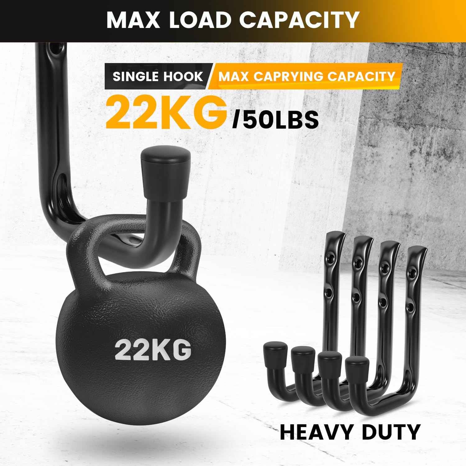 8 Pack Heavy Duty Garage Hooks 50lb Metal Wall J Hooks Black