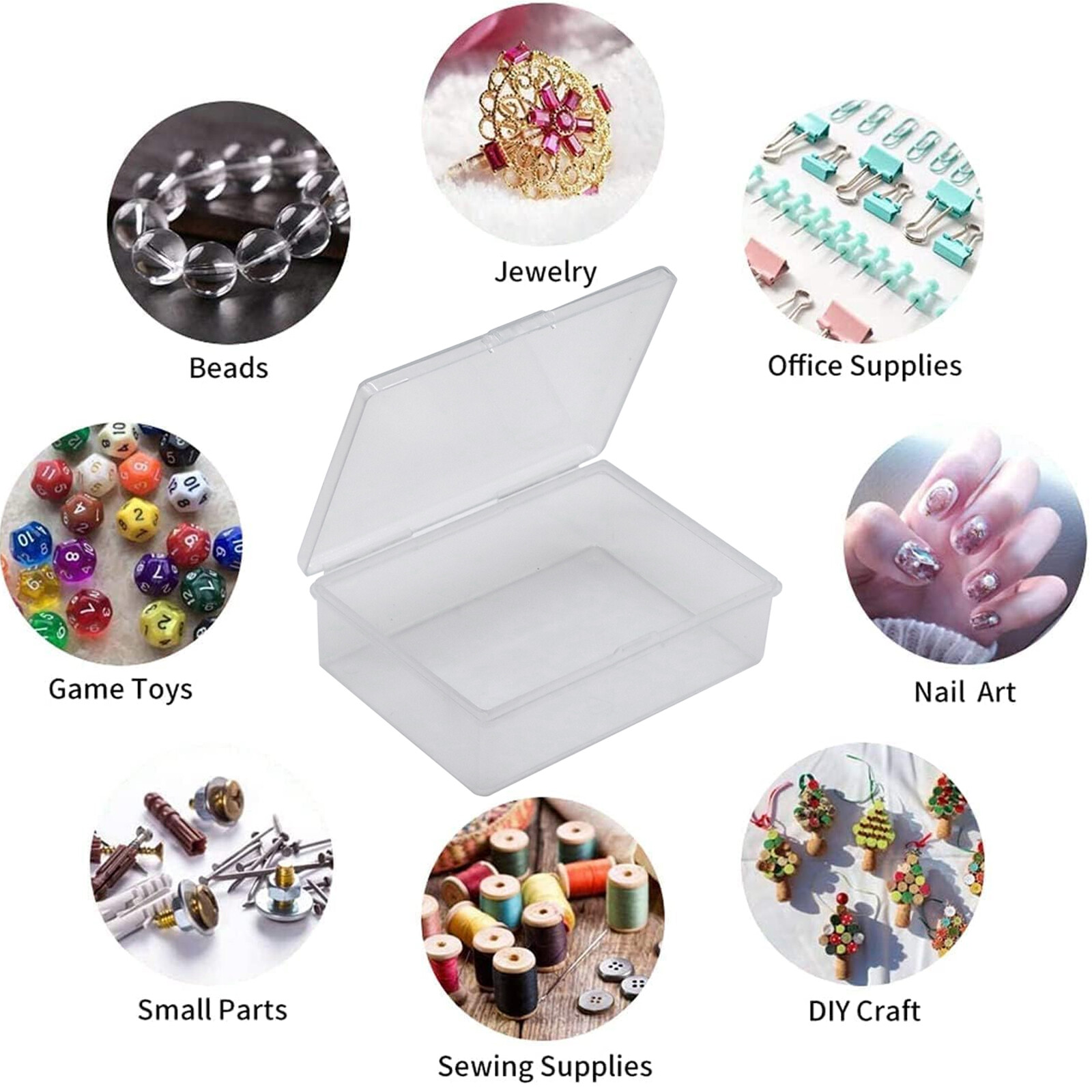 Lot Clear Plastic Storage Container Box Craft Organizer DIY Coins Screws Jewelry