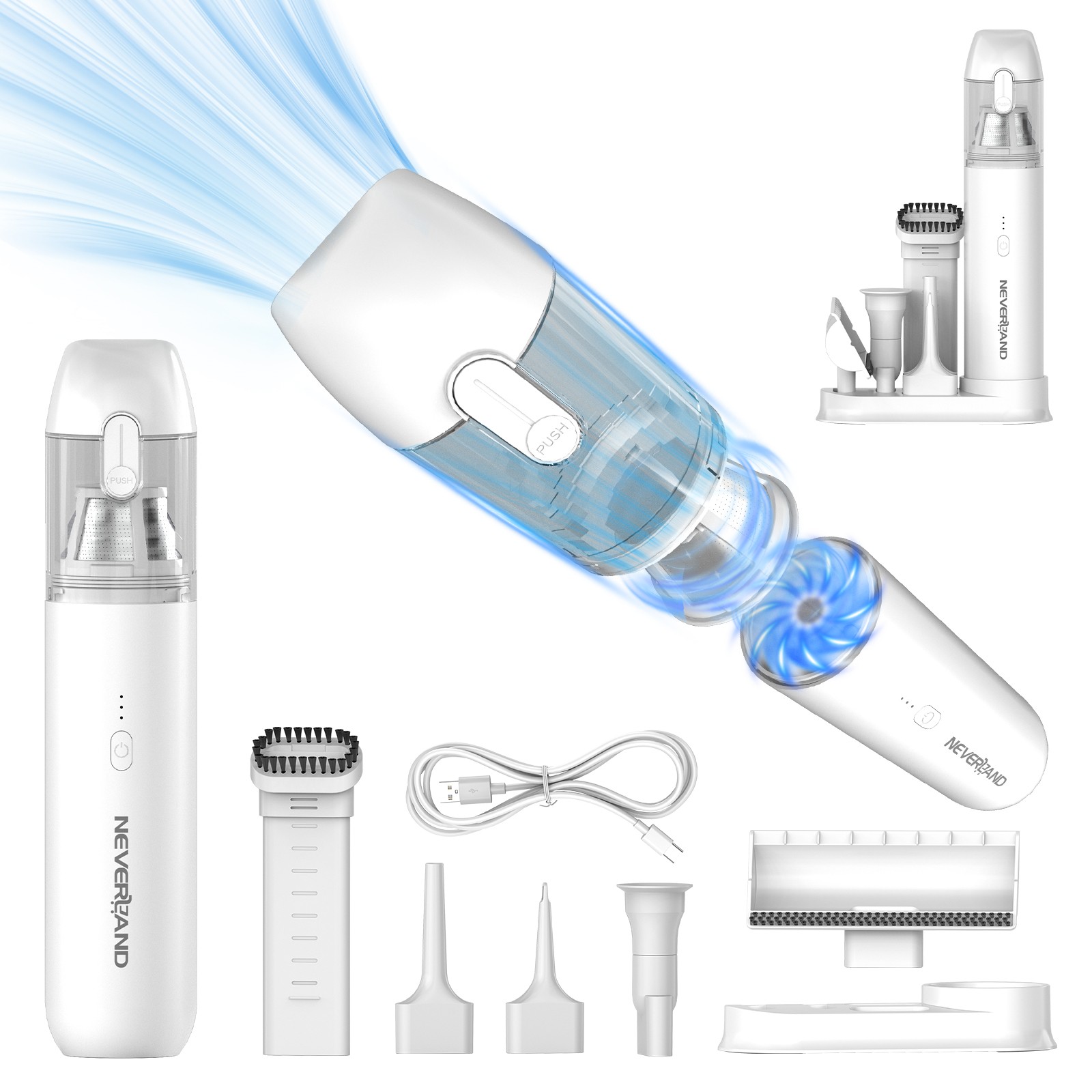 4-in-1 Portable Mini Cordless Vacuum Cleaner Handheld 80000RPM 7500mAh Battery