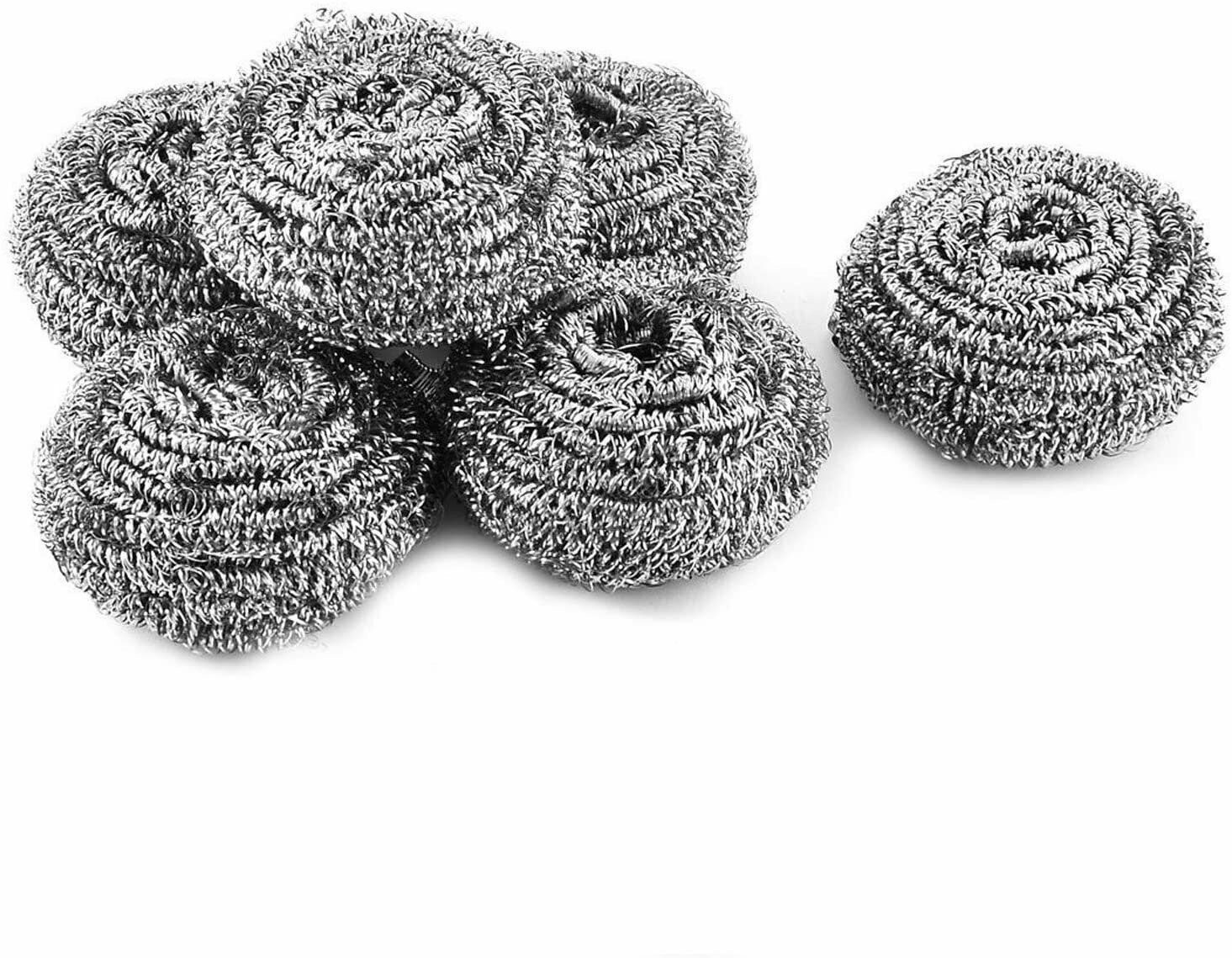 6 Pcs Stainless Steel Kitchen Cleaning Sponges Scouring Pad Steel Wool Scrubbers