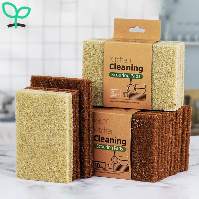 5/10/20PCS Sisal Microfiber Sponge Eco-Friendly Natural Fiber Sponges Kitchen Di