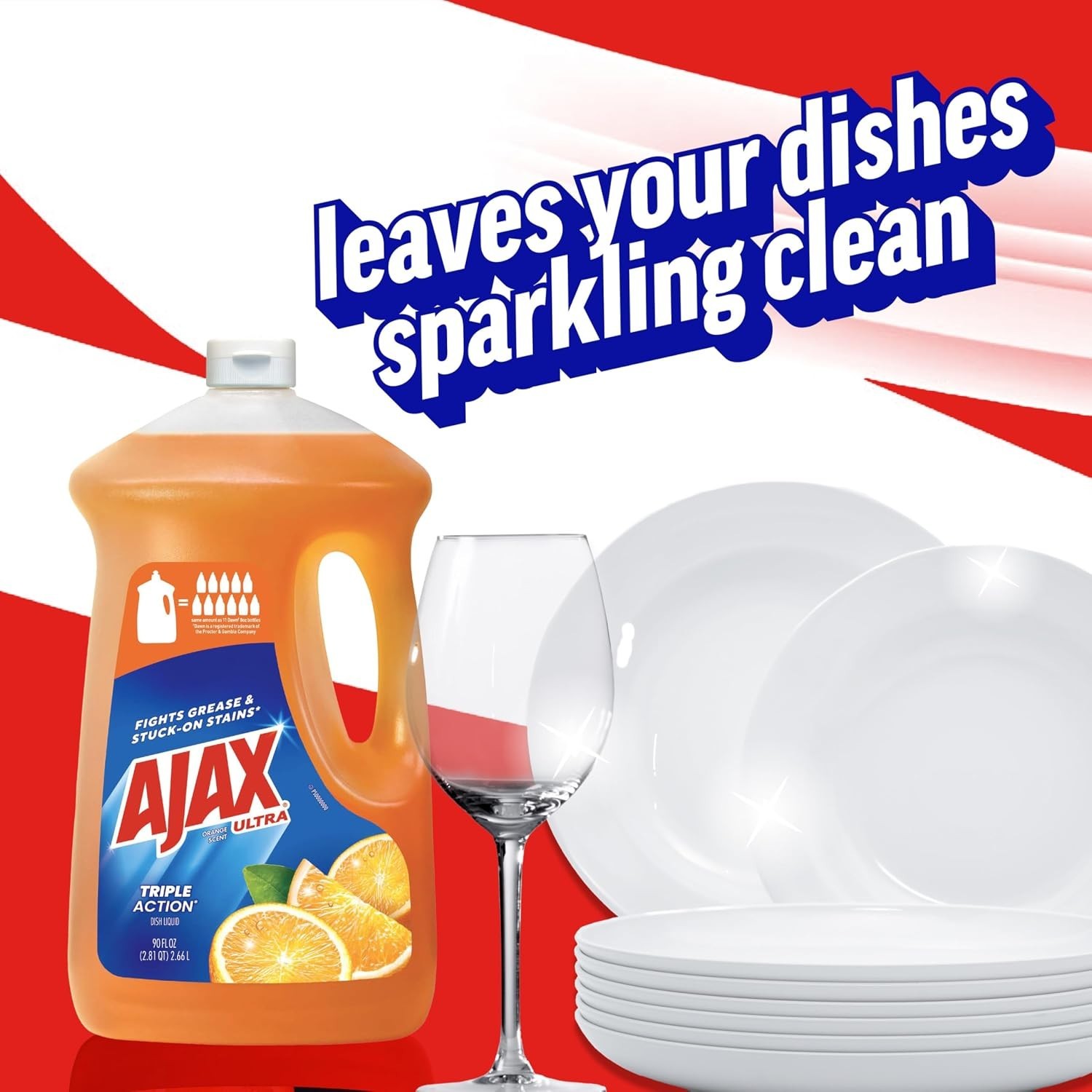 Ultra Liquid Dish Soap, 90 fl oz Orange Scent, Antimicrobial Triple Action Clean