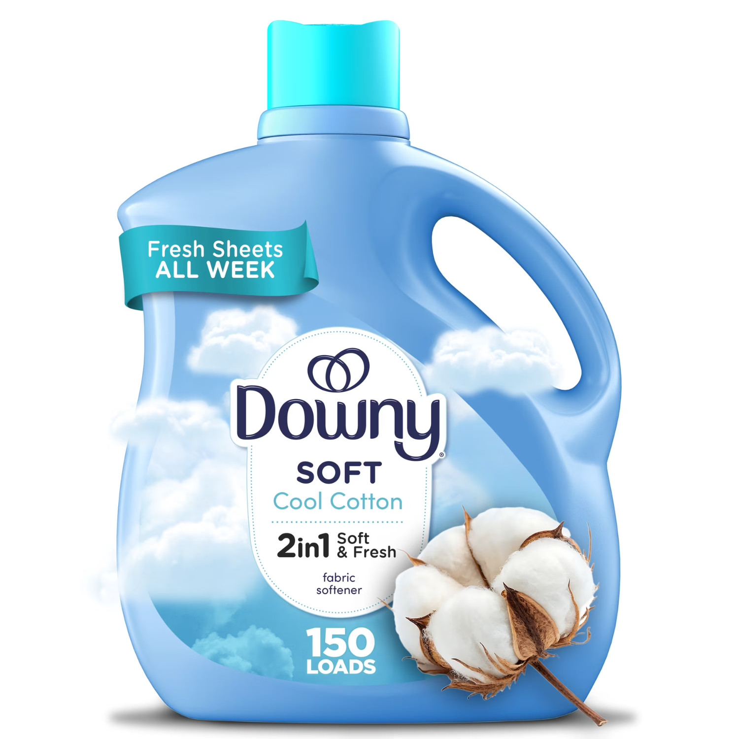 (2 Pack) Downy Liquid Fabric Softener, Cool Cotton Scent, 111 fl oz, 150 Loads