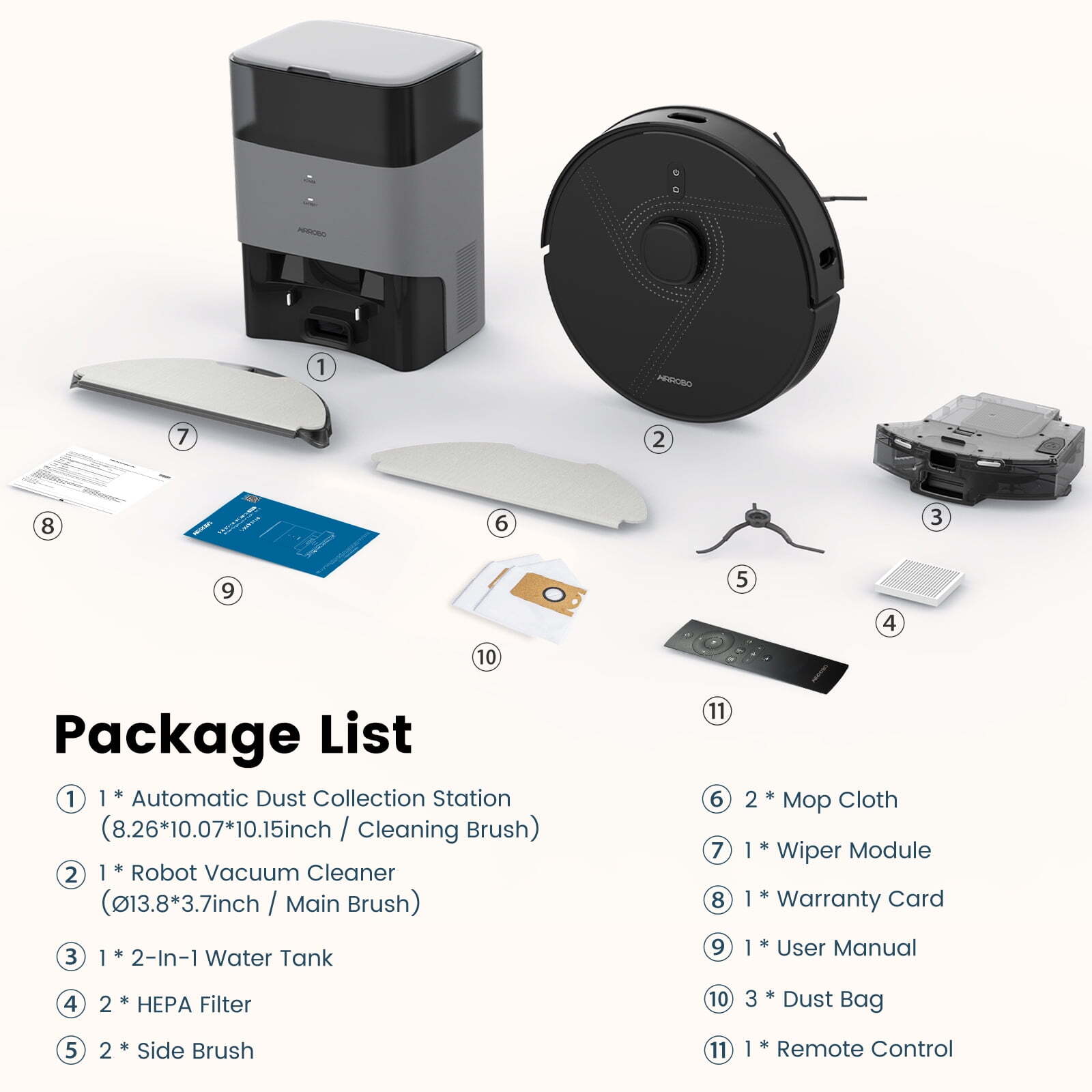Robot Vacuum Cleaner, 60 Days Self-Empty Bin, 180 Min Runtime, APP Voice Control