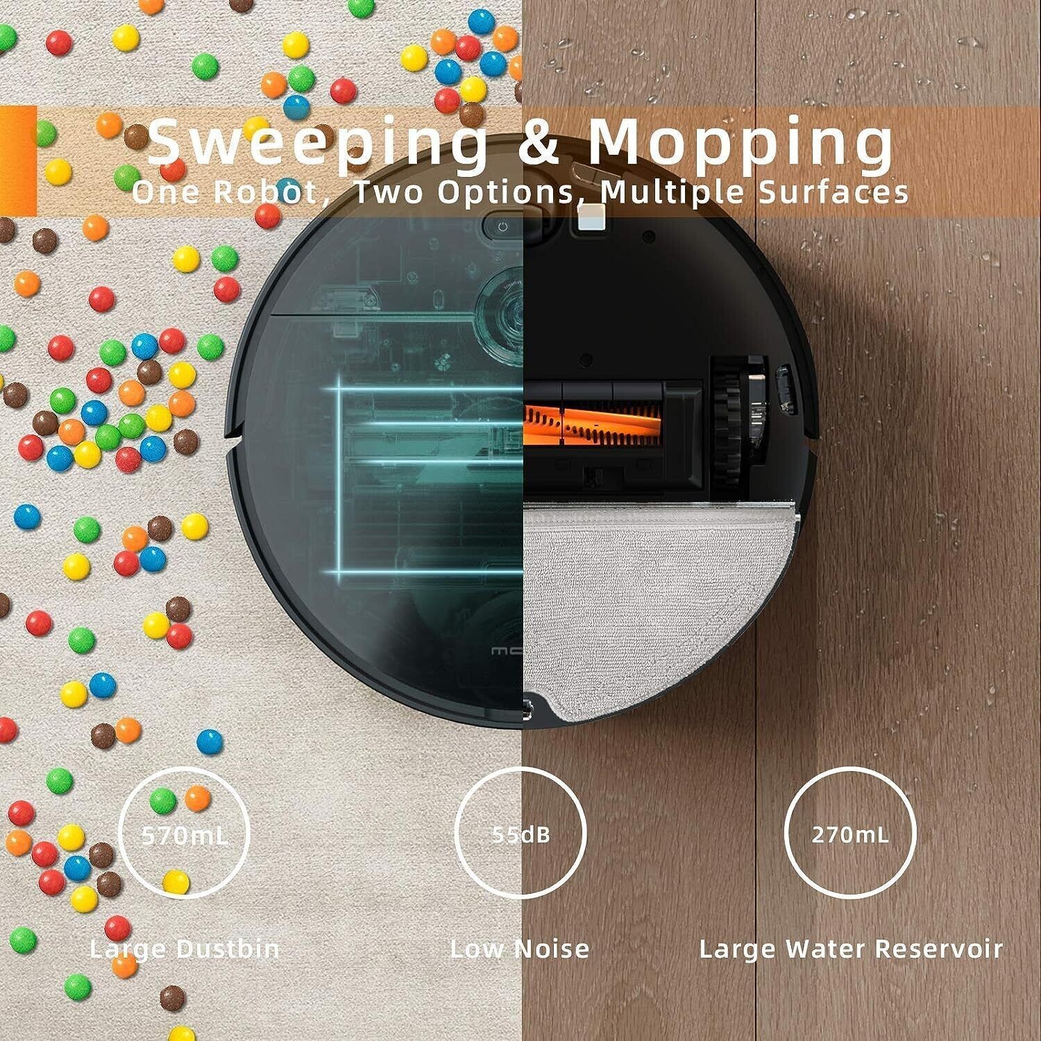 MOVA Z500 Robot Vacuum and Mop, Smart Navigation Robot Vacuum Cleaner – BLACK