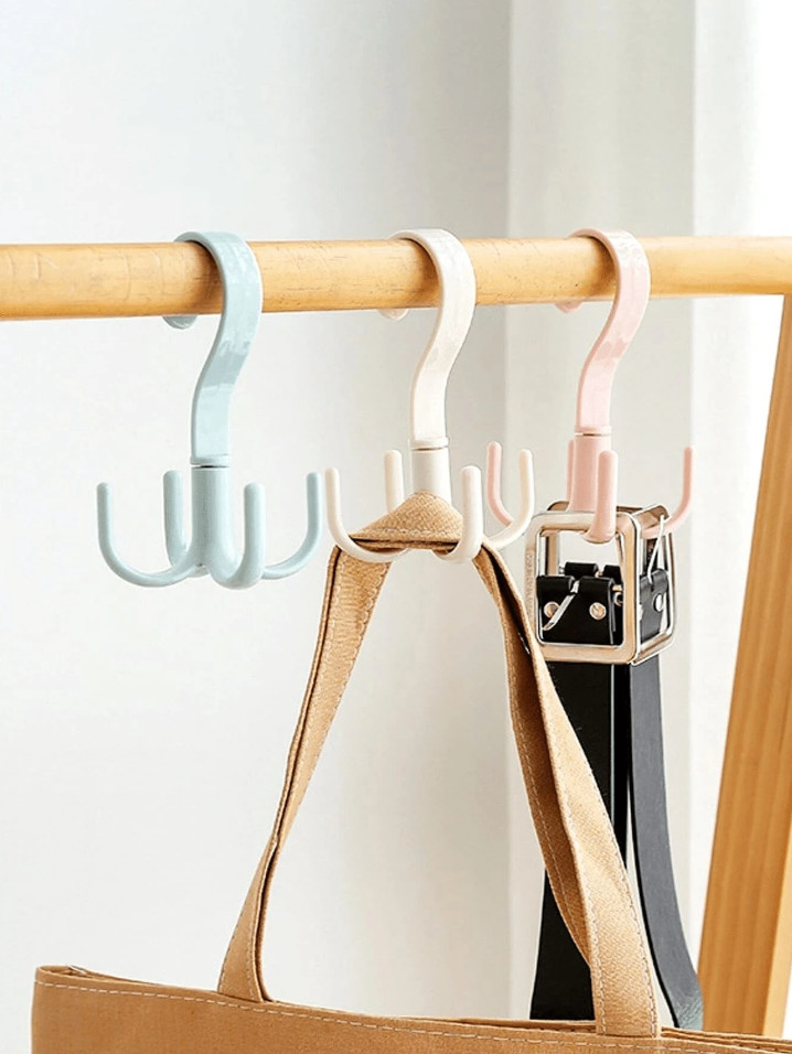 360° Rotating Hook Hanger for Hats, Bags, Scarves – Random Color