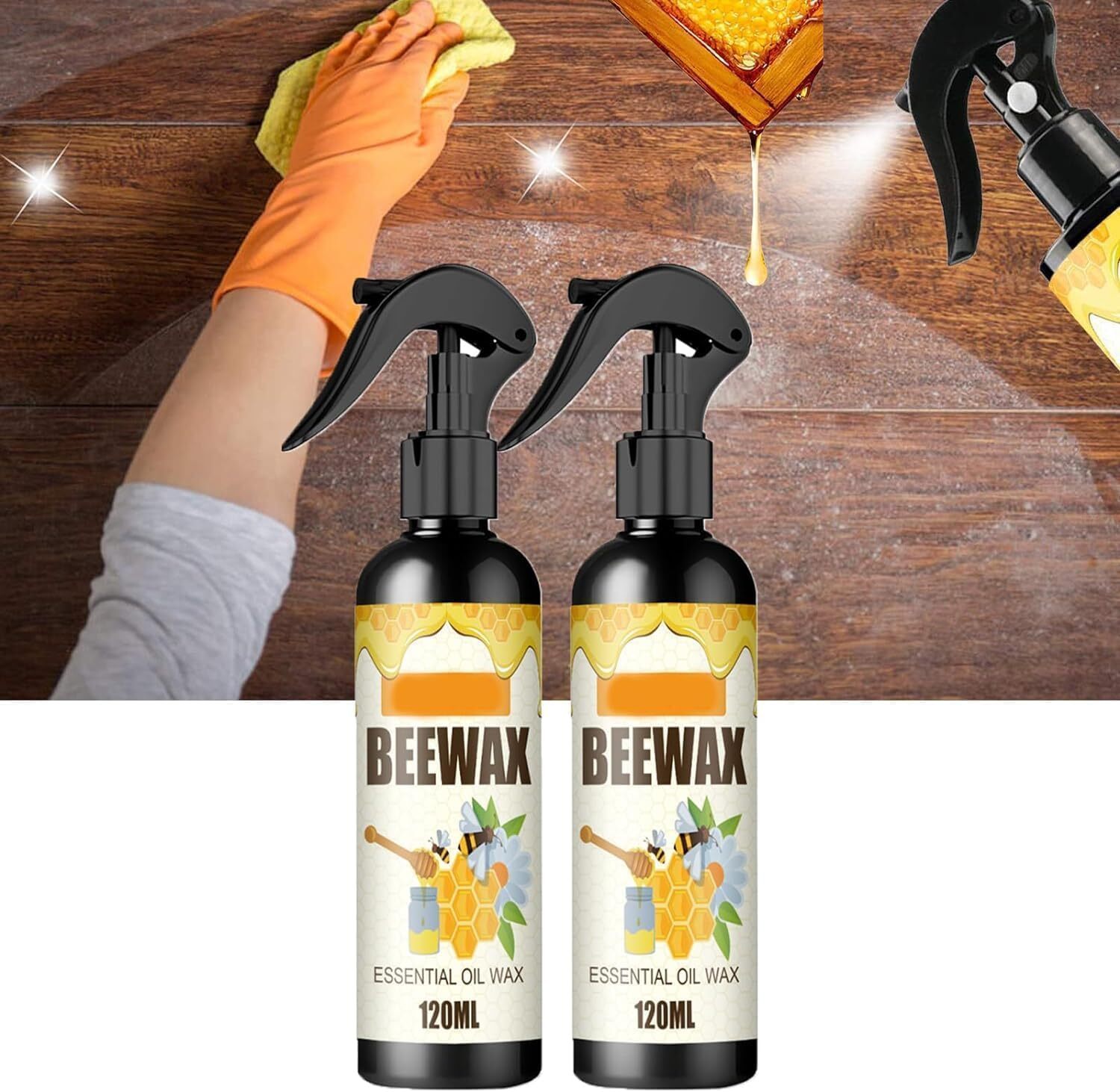 3× Natural Bee Wax Furniture Polish Spray Micro-Molecularized Beeswax w/ Tool US