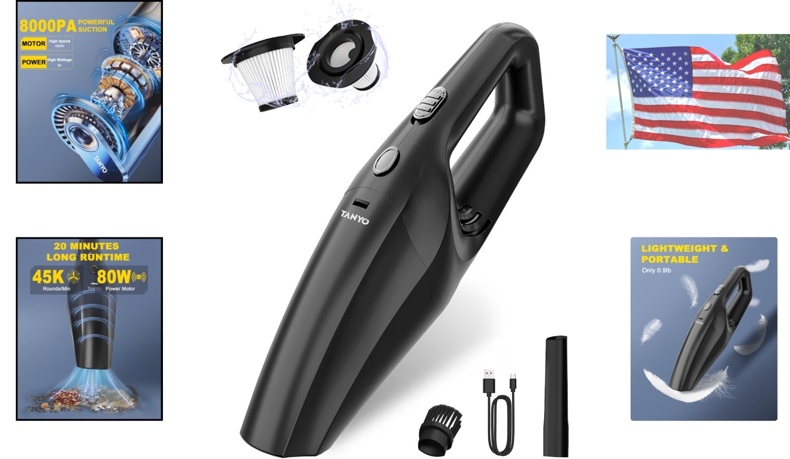 Effortless Cleaning with 8000PA Cordless Handheld Vacuum – Quiet & Efficient