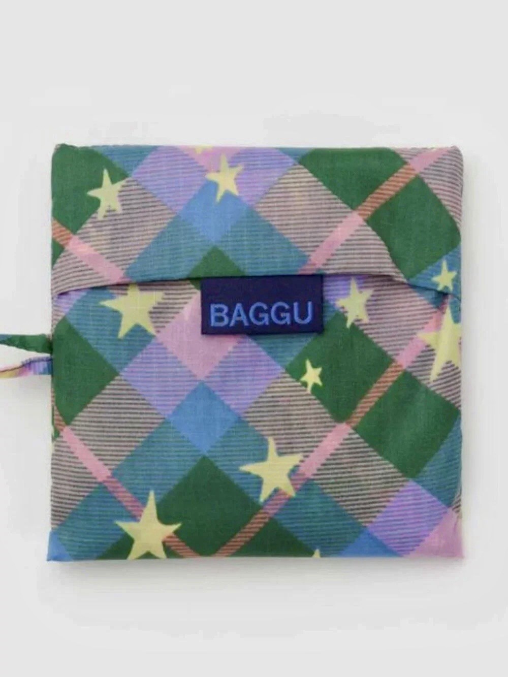 NEW! Baggu STANDARD BAG in “Green Star Plaid” — Recycled Nylon, SOLD OUT & RARE!