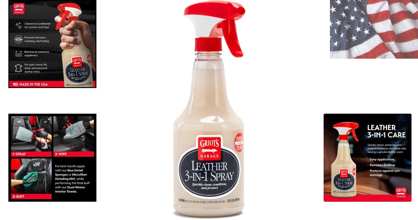 Leather 3-in-1 Spray, Cleaner and Conditioner for and Vinyl, Car Seats and Ve…