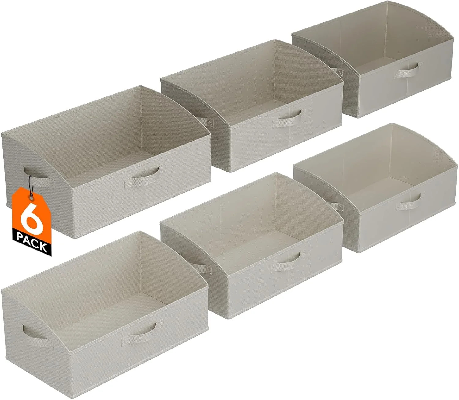 Extra Large Trapezoid Closet Storage Bins for Shelf, 6 Packs Non-woven Closet Or