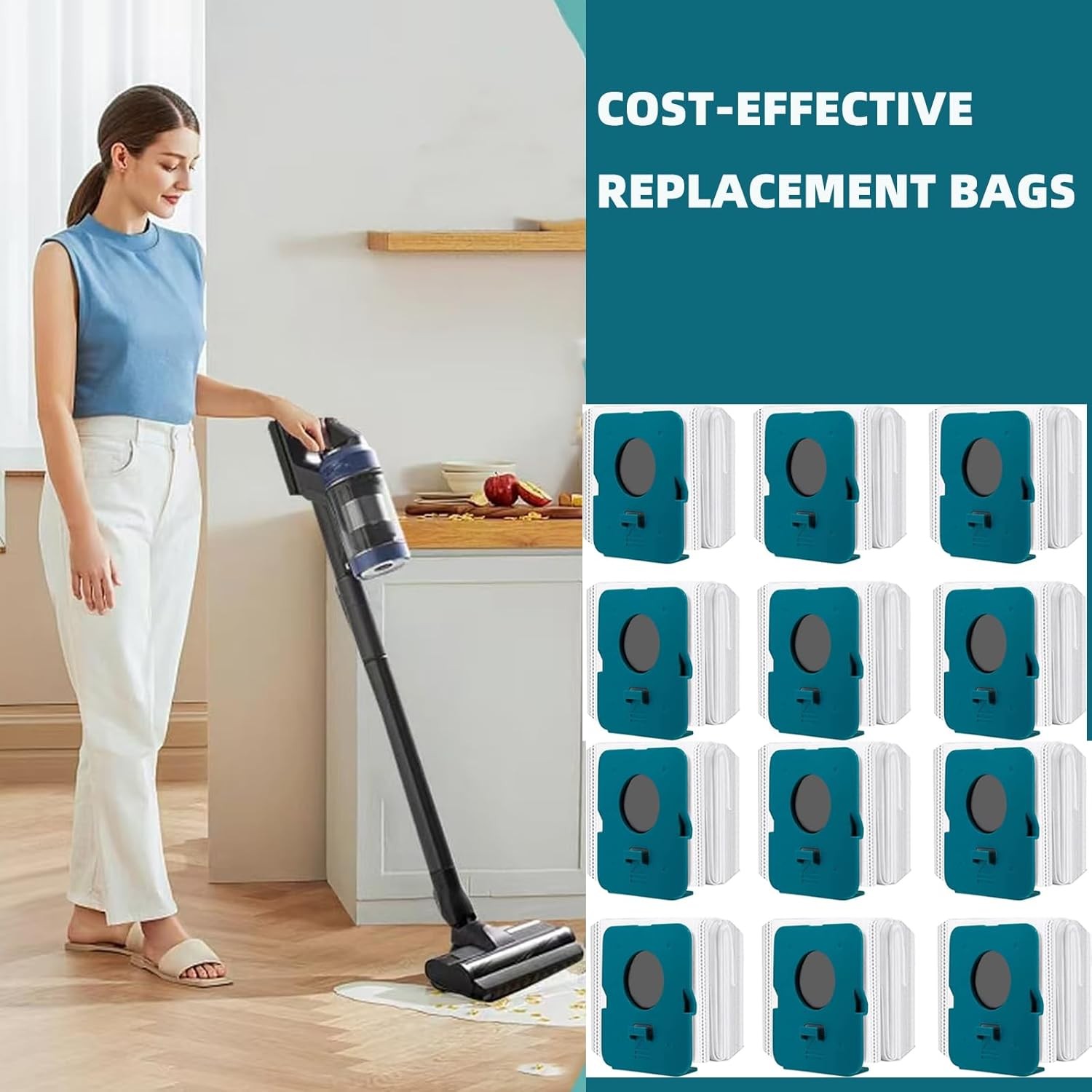 12 Pack VCA ADB953 Large Capacity Vacuum Dust Bags Fit for Samsung Bespoke Jet