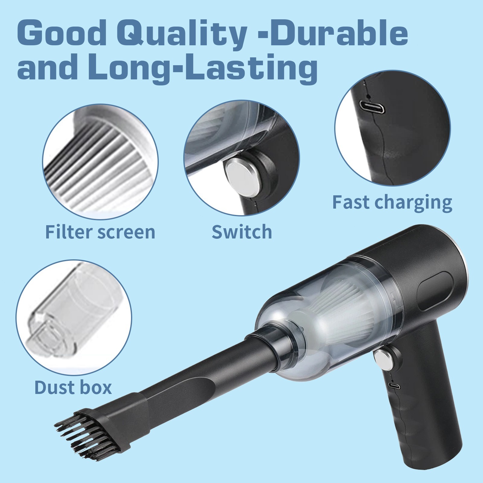 3 in 1 Cordless Handheld Vacuum 120W Mini Portable Wireless Cleaner for Car&Home