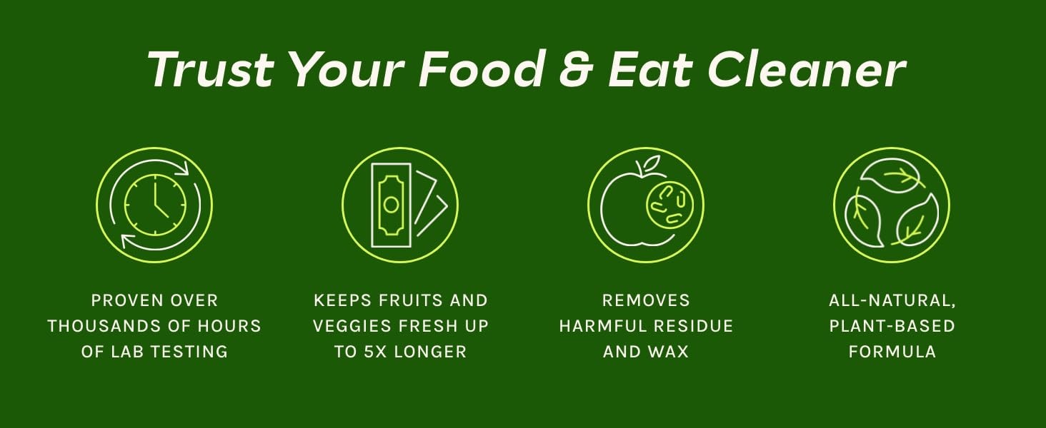 Eat Cleaner, 12 oz (3 Pack) with one Trigger – Keeps Produce Fresh, Vegan,