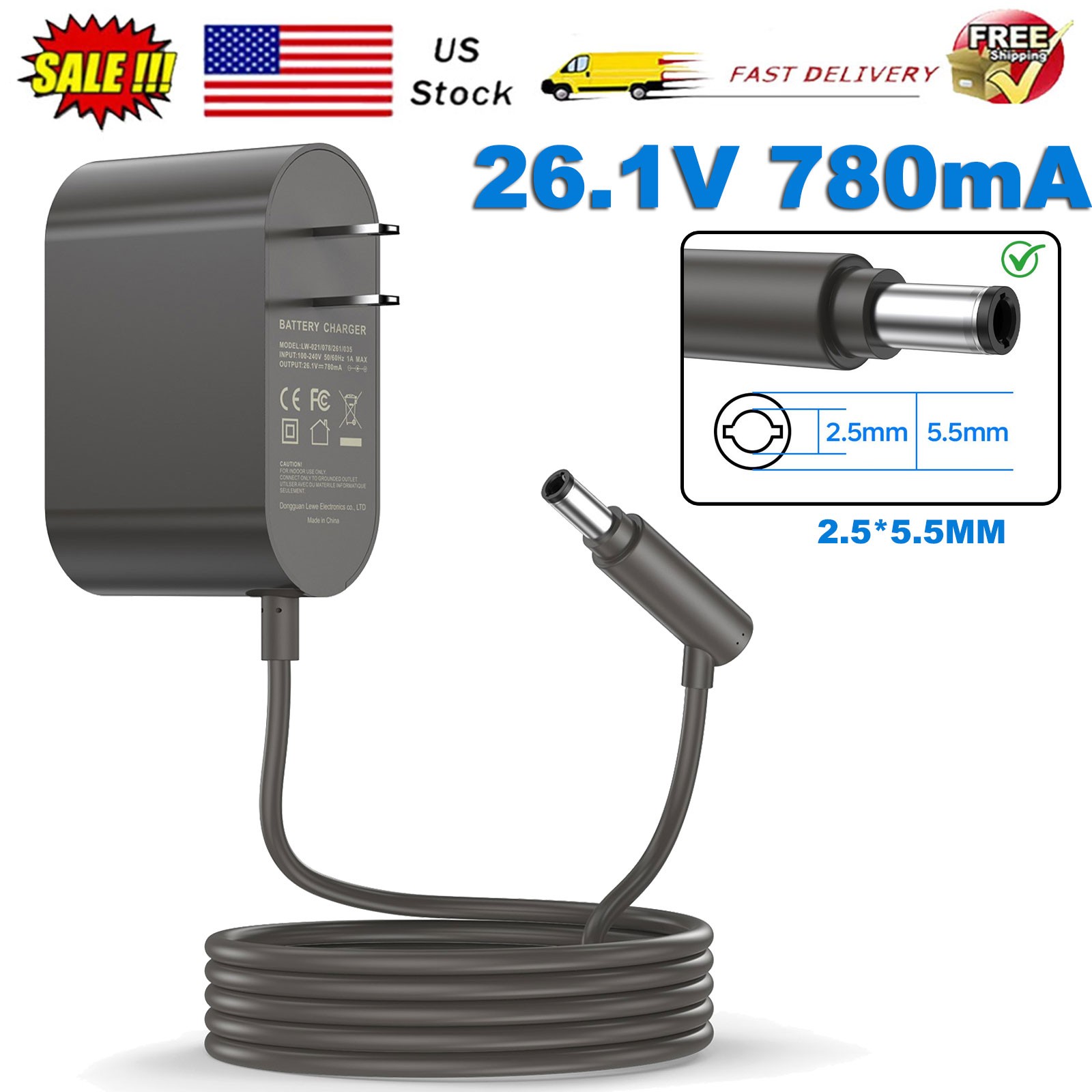 26.1V 780mA AC-DC Adapter Charger For Dyson 205720-02 20572002 Vacuum Cleaner