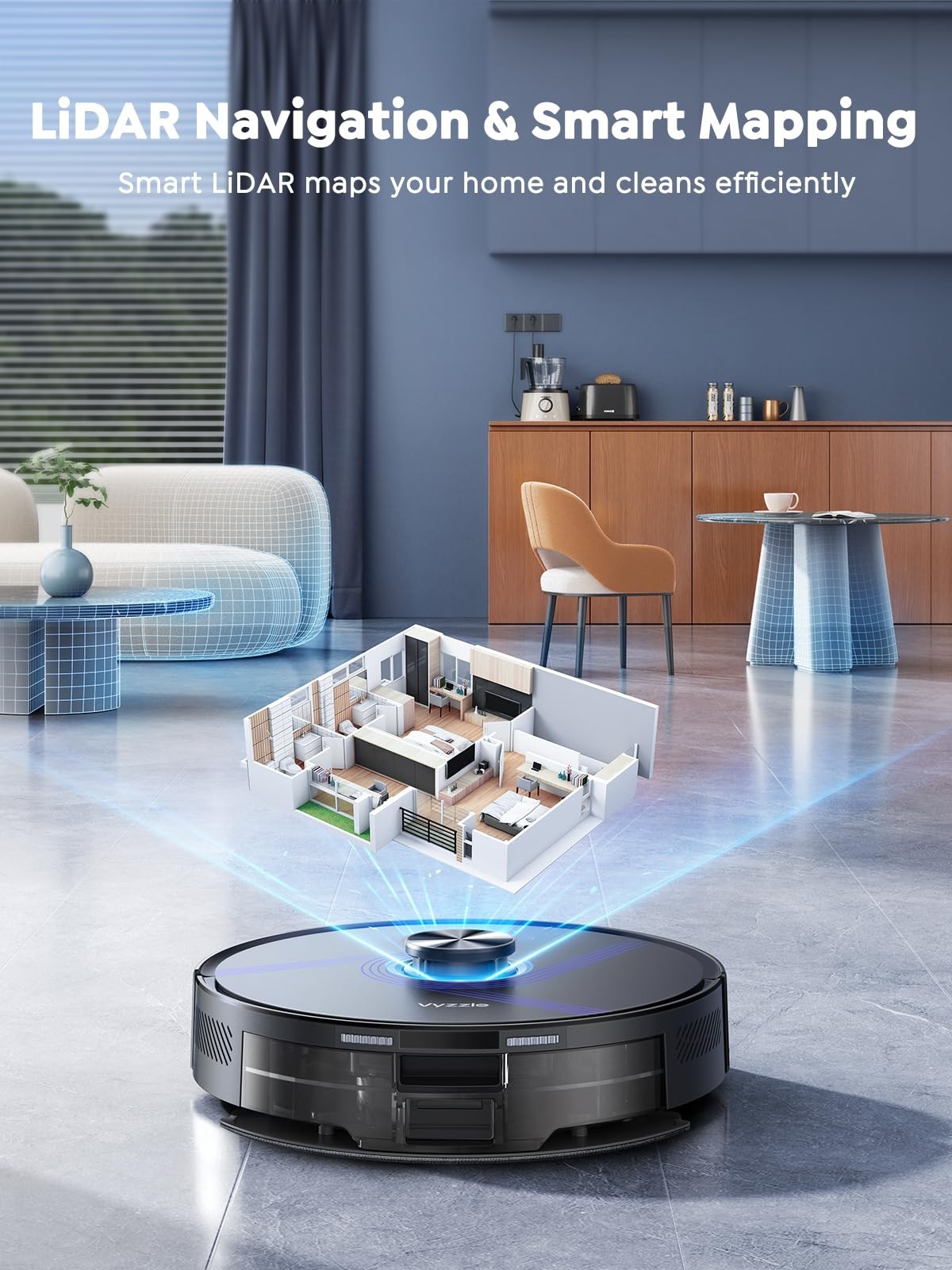 Vyzzle Robot Vacuum and Mop, 8000Pa Self Emptying Robot Vacuum with LiDAR Nav…