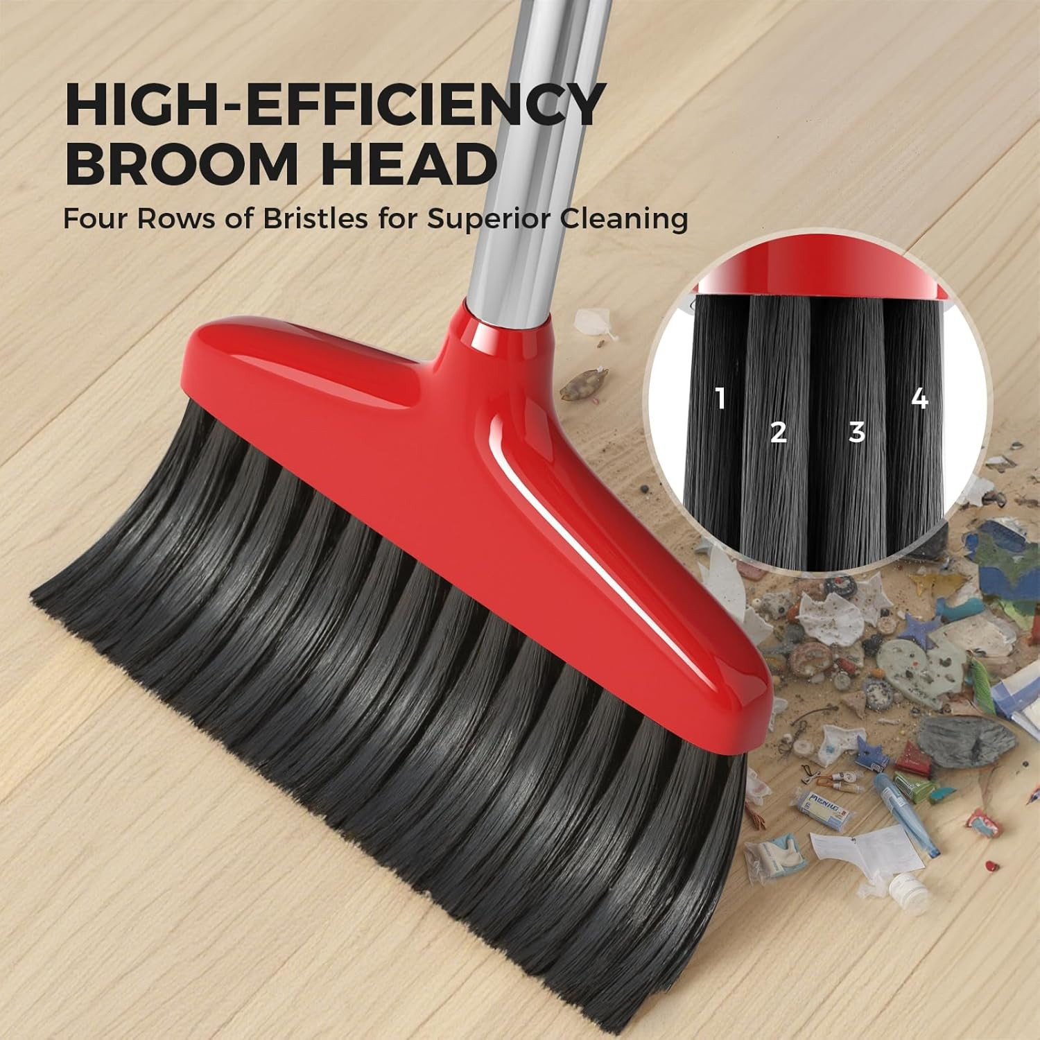 Handy Broom Indoor/Outdoor Brooms Duty Kitchen Broom For Home Garage Kitchen Red