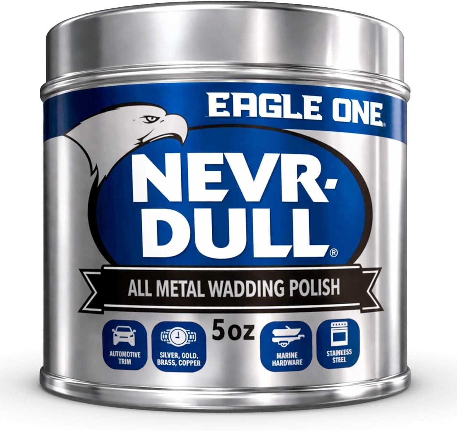 Wadding Polish White Never Dull Wadding Polish Cleans Polishes Metals 5 oz USA.
