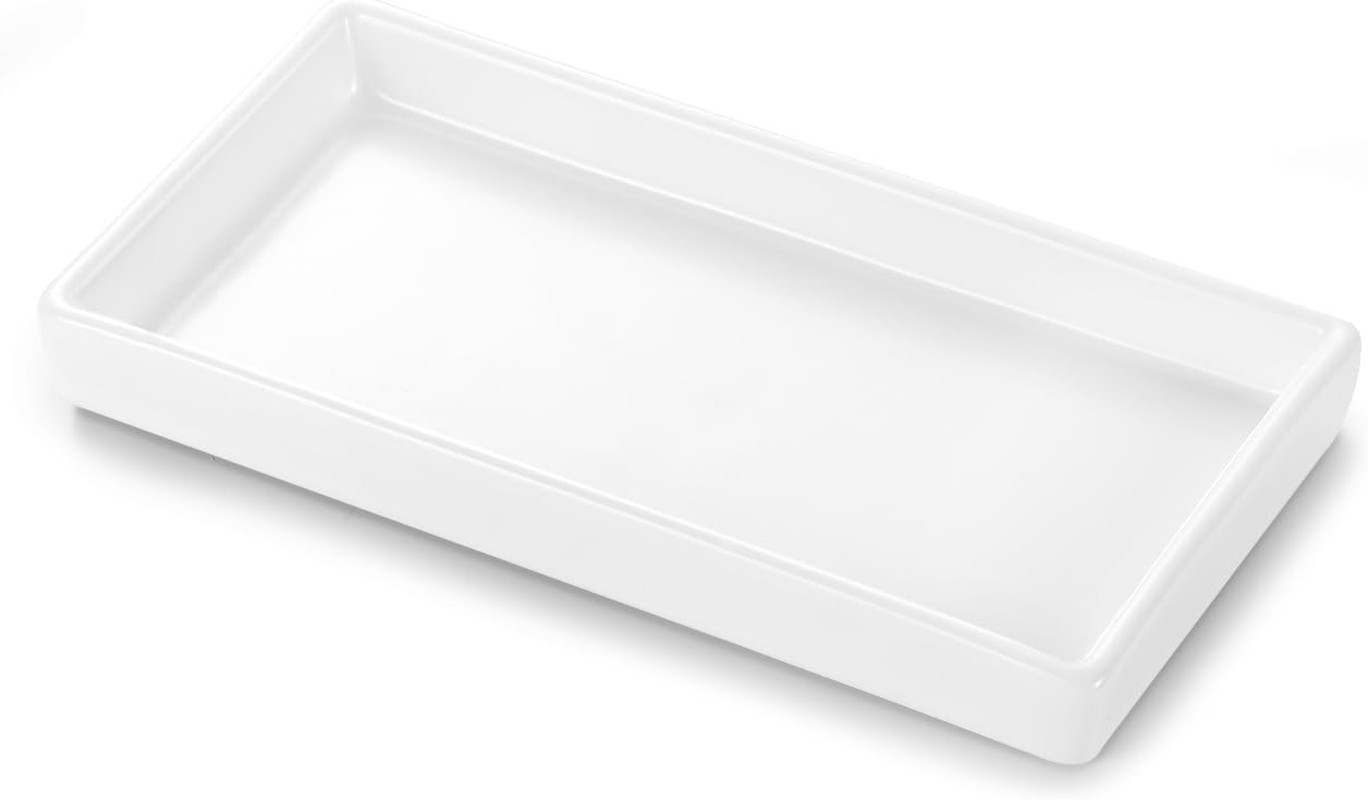 Bathroom Vanity Tray, Mini Soap Dispenser, Small Ceramic Perfume and Jewelry Dis