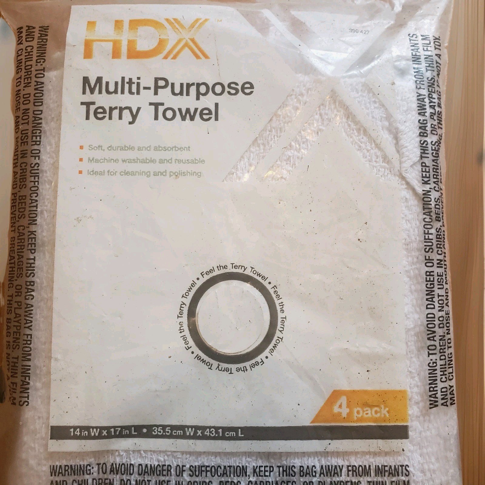 HDX Terry Towels 14″x14″ Pack Of 4 Washable Reusable Multi-Purpose Cotton Blend