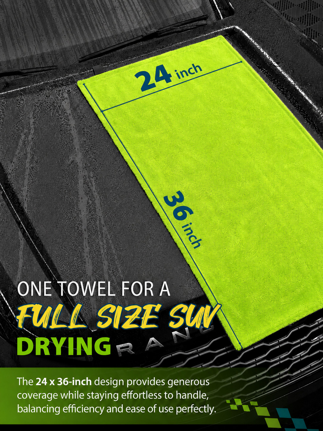 48x24in Microfiber Car Drying Towel 1400GSM Streak Free Auto Wash Cloth