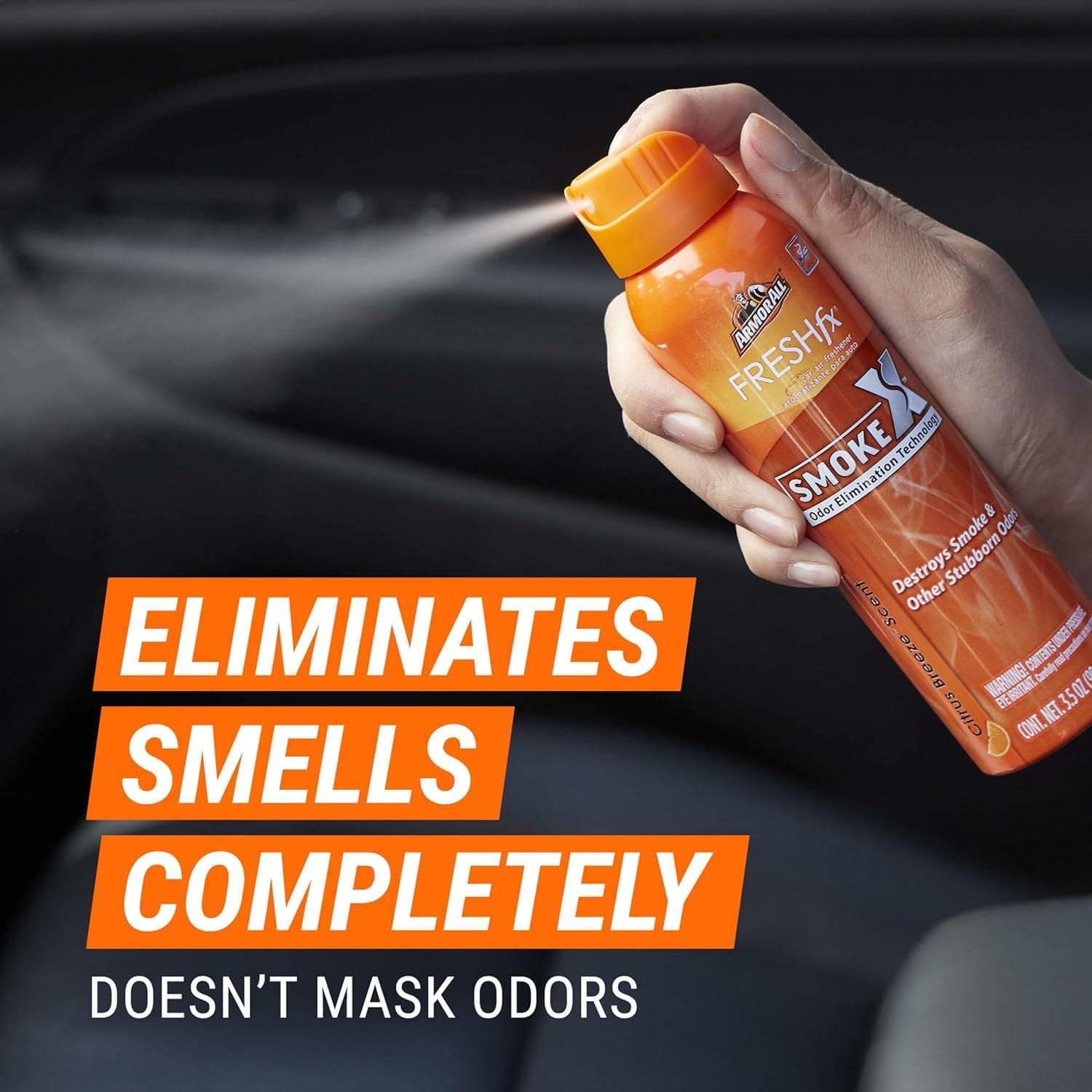 Armor All Smoke X Car Odor Eliminator Spray, Citrus Breeze Scent, 3.5 Oz, 4 Pack