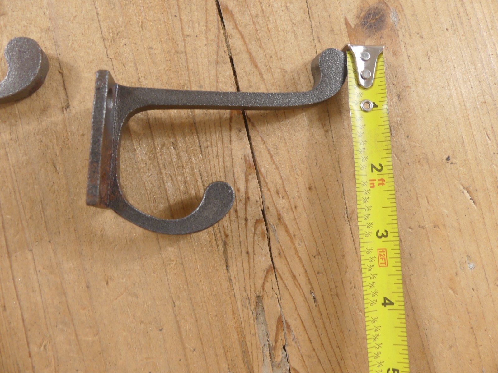 2 Metal Hooks *Some Rust* Coat Hat Rack Heavy Duty 3 1/2″ Iron Storage