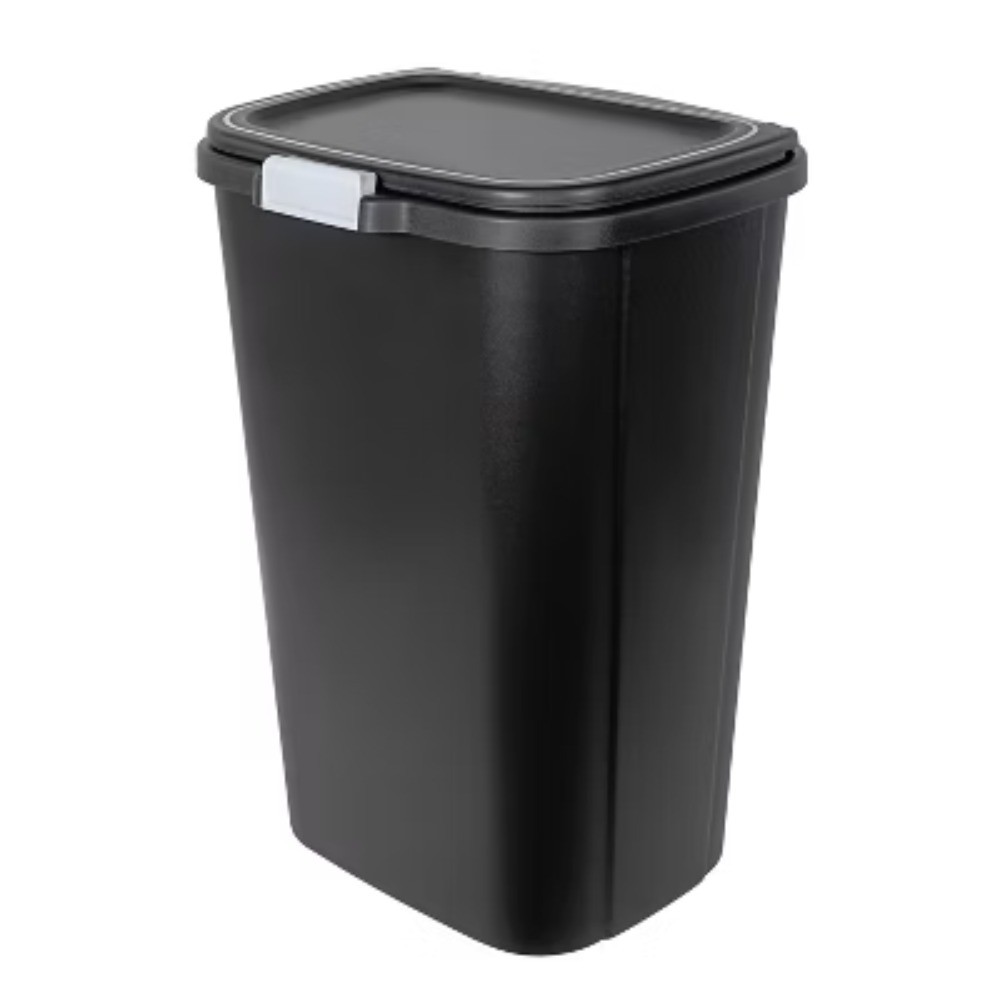 13gal Odor Block Trash Can Black:Kitchen Touch-Top Garbage Can,Tight-Fitting Lid