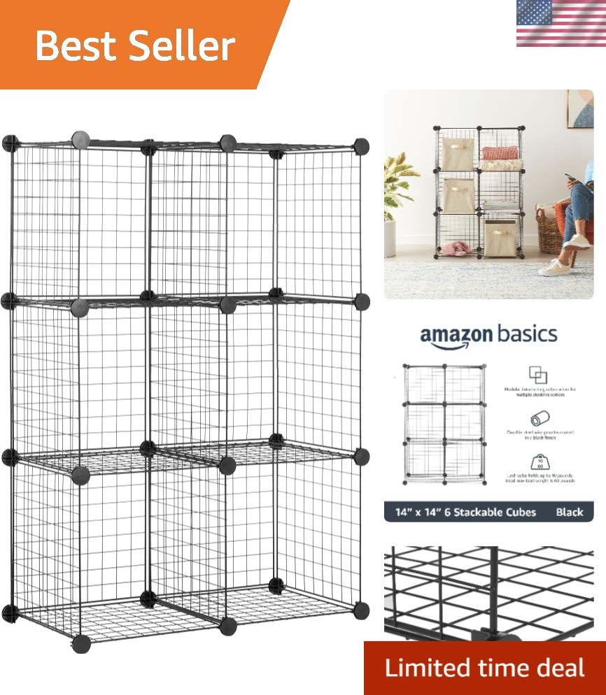 14″ x 14″ Heavy Duty 6-Cube Storage Shelf – Versatile Organizer for Home or Dorm