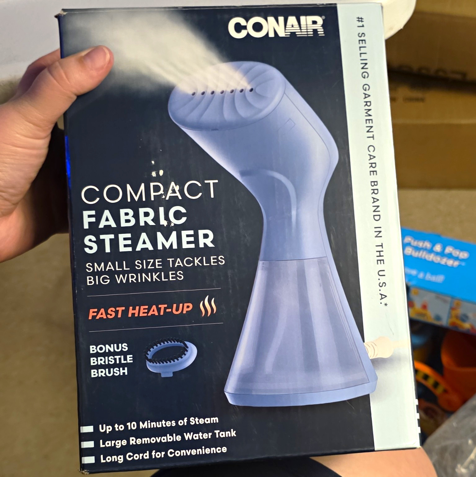 Conair Compact Fabric Handheld Steamer 30 Sec Heat, Brush, Blue Corded