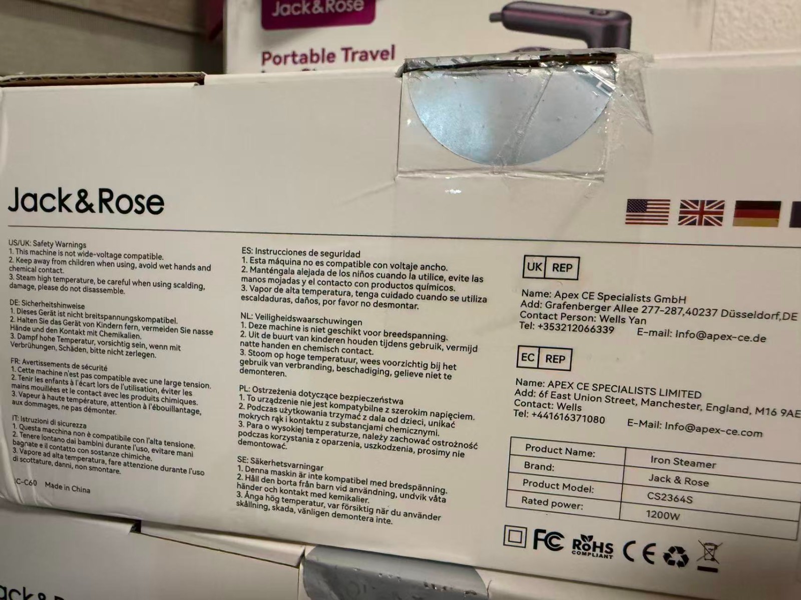 Jack & Rose Portable Travel Steamer , Ideal for Travel! Open Box