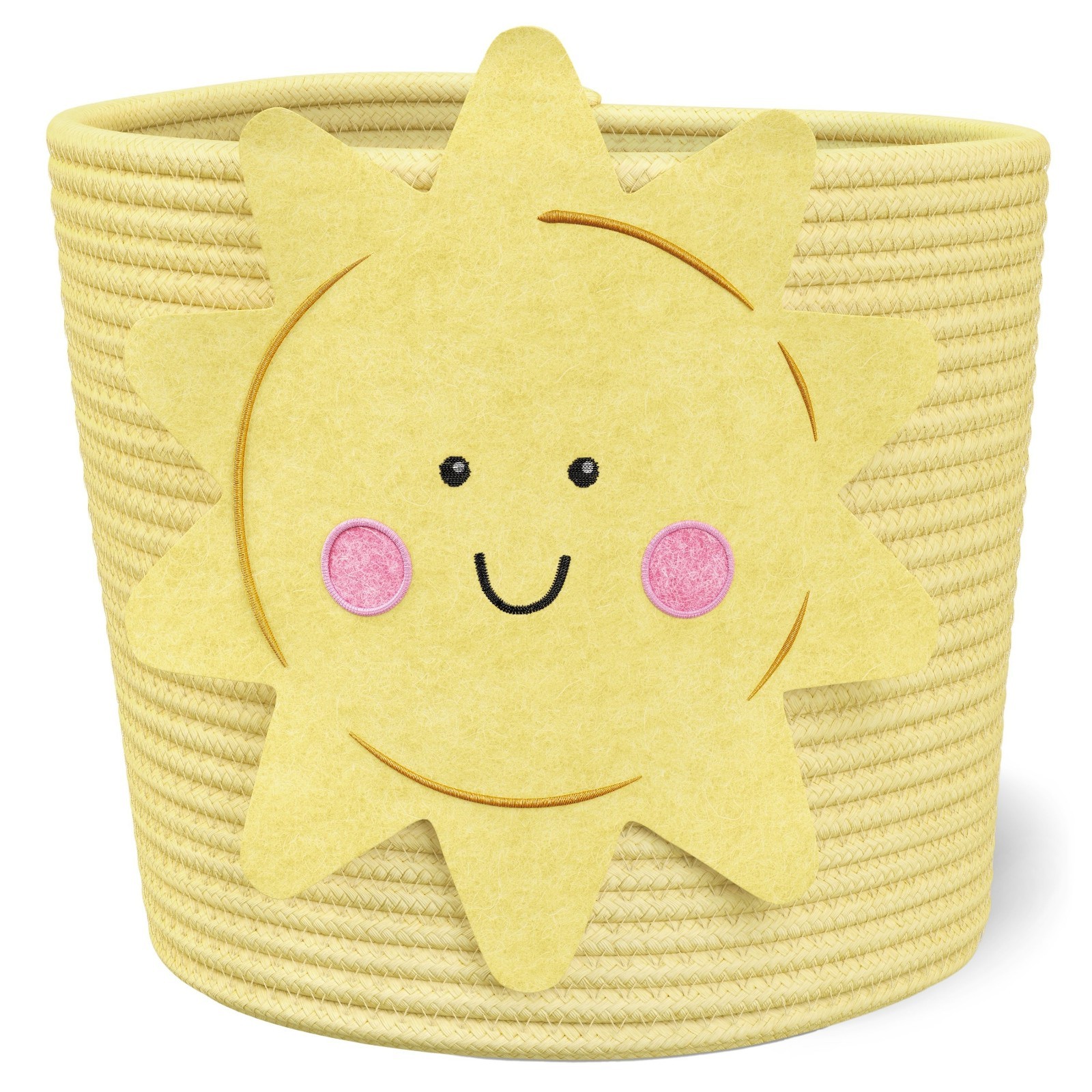 Mainstays Kids Medium Round Yellow Sun Coiled Rope Storage Baskets, 2 Pack