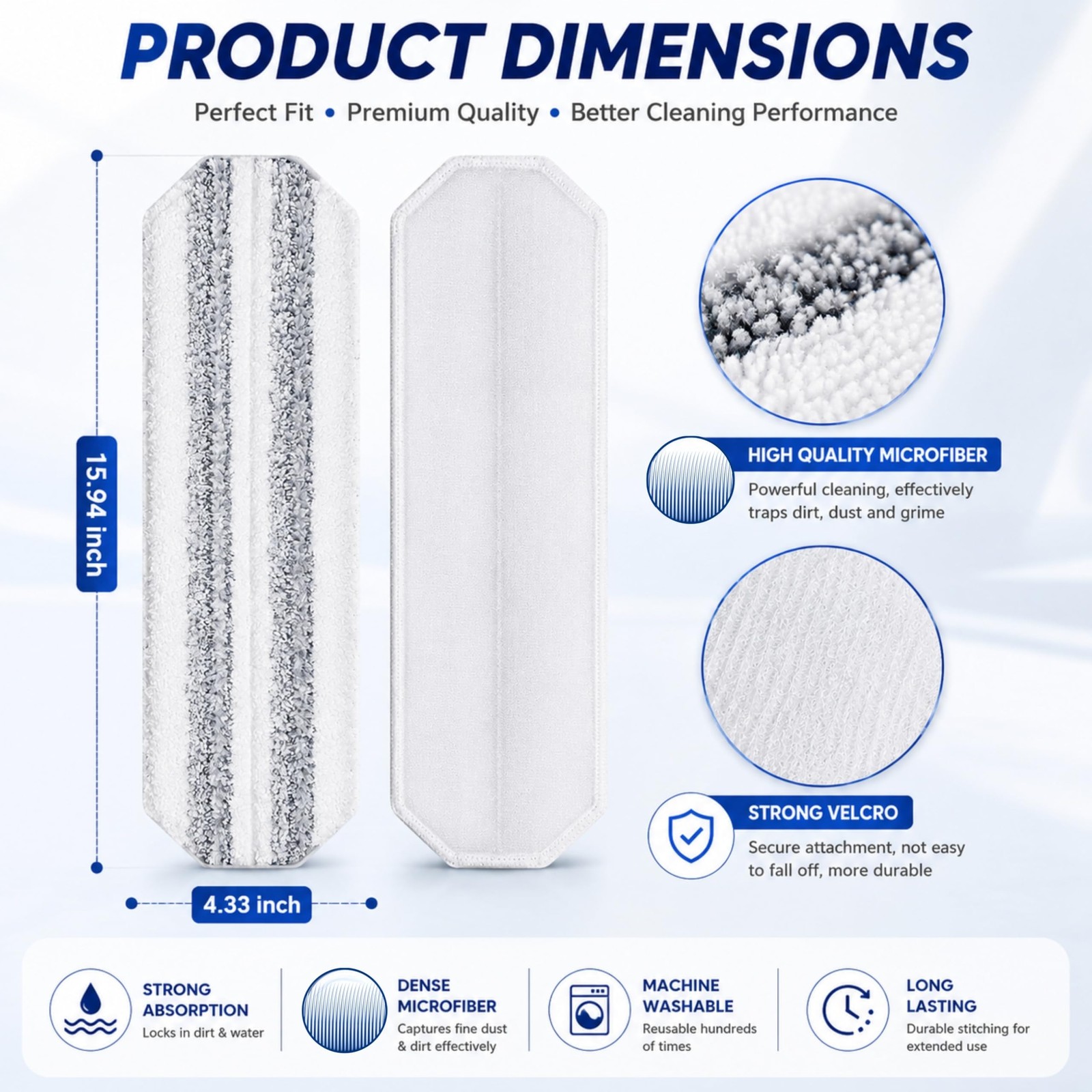 10 Pack H2prO Mop Pads,Compatible with O Cedar H2prO Flat Mop System Universa…