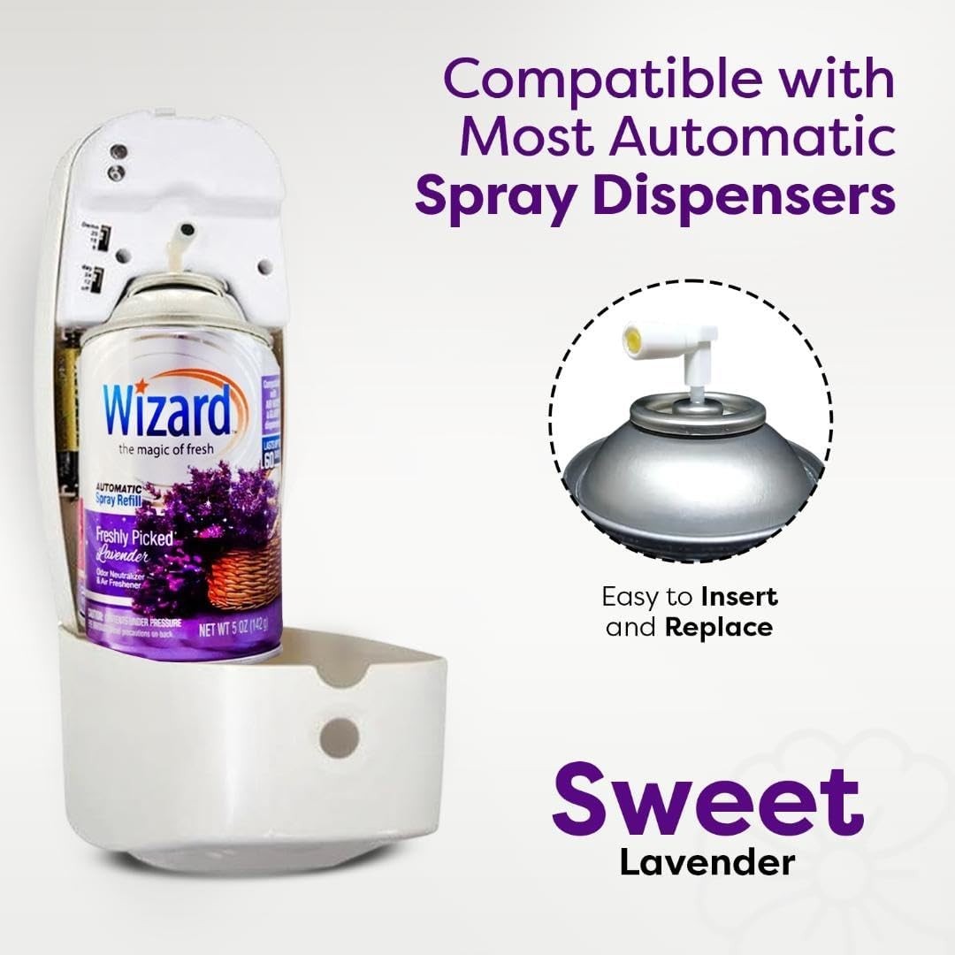 Pack of 12 WIZARD AUTOMATIC SPRAY REFILLS FRESHLEY PICKED LAVENDER 5 oz