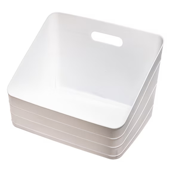 Storage Bin White Flexible Closet Organizer Basket Handle Design