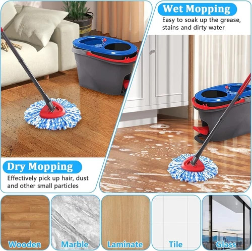 2 Pack Spin Mop Refills O-Cedar Rinse Clean 2-Tank System Replacement Heads