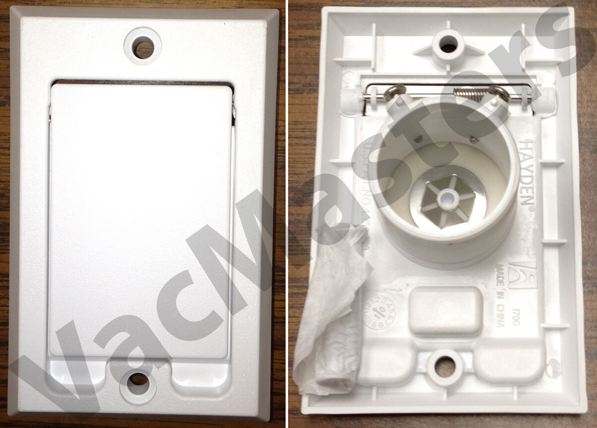 Vaculine / Hayden Square Door low-volt central vacuum inlet valve WHITE / ALMOND
