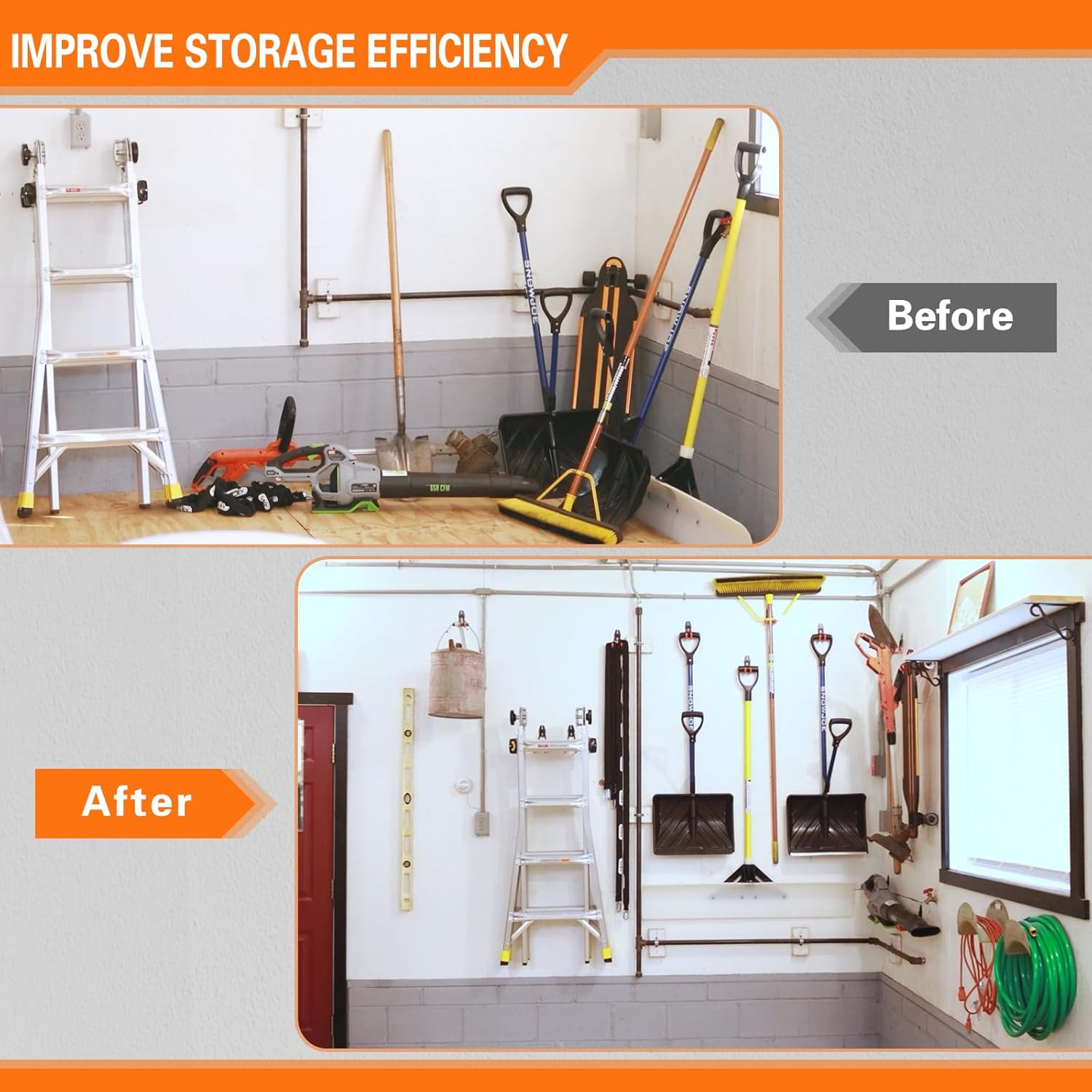 Garage Hooks Heavy Duty 4 Pack, Wall Mount Ladder Hooks | 5.1In U Shaped Hanger,