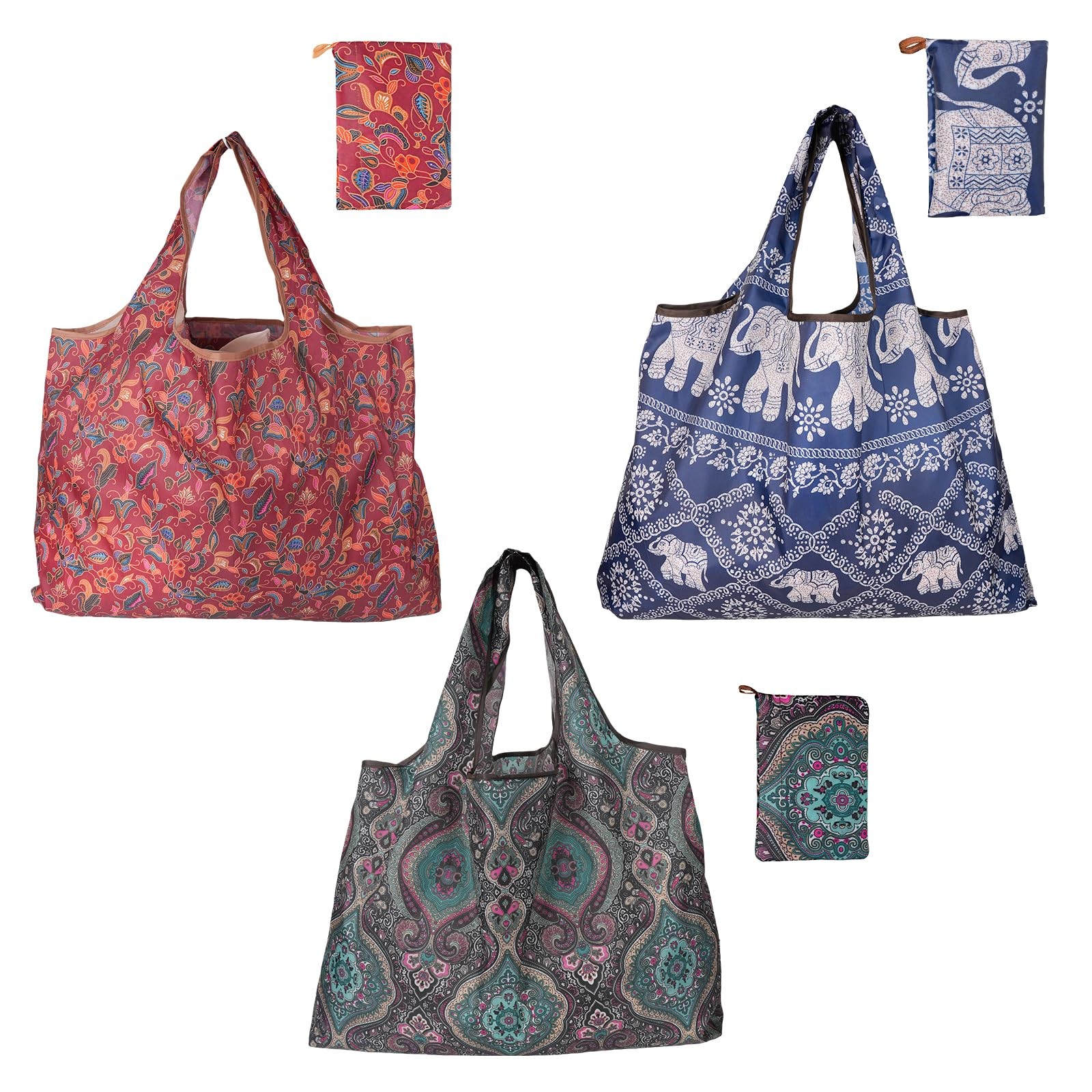 3 PCS Extra Large Foldable Grocery Bags 22×15 Inch Shopping Totes Holds 44lb