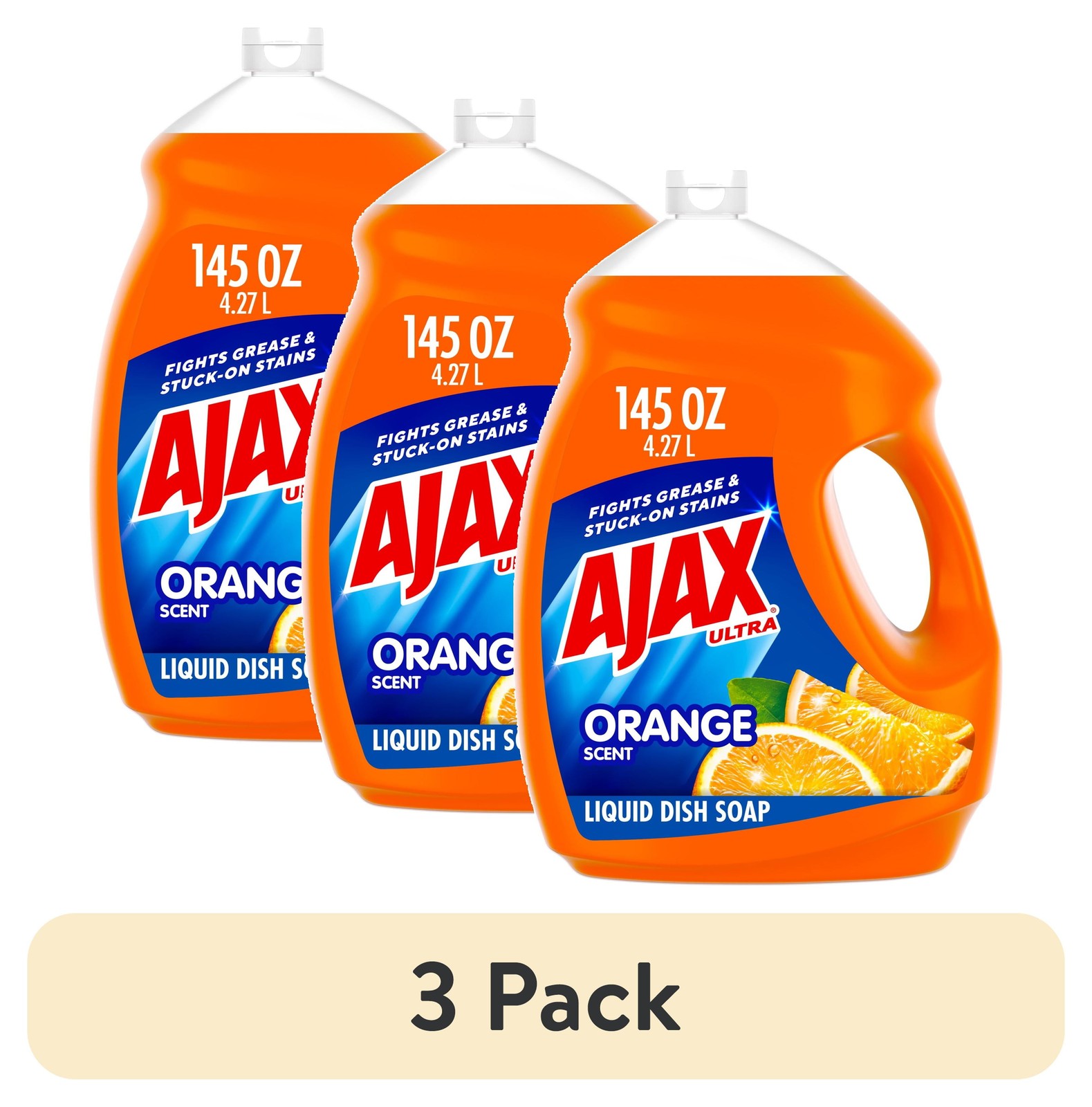 3 pack Triple Action Dishwashing Liquid Dish Soap, Orange Scent,145 Fluid Ounce