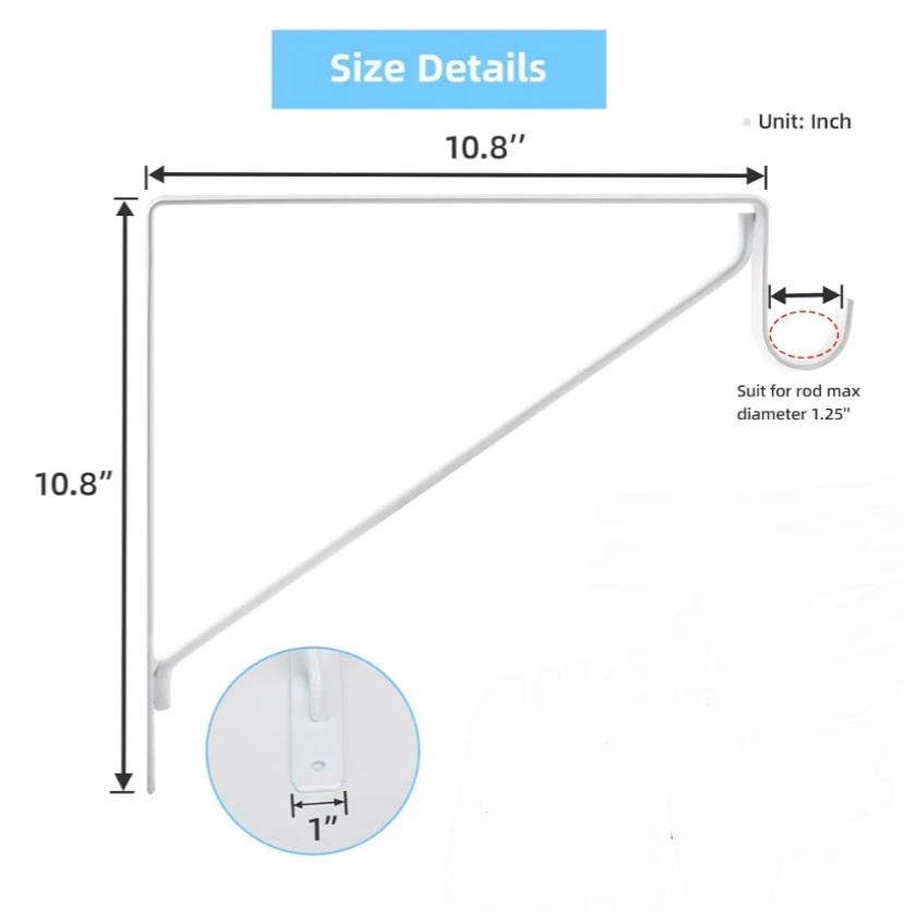 HOME MASTER HARDWARE Heavy Duty Closet Shelf Rod Brackets Supports 300lbs 10Pack