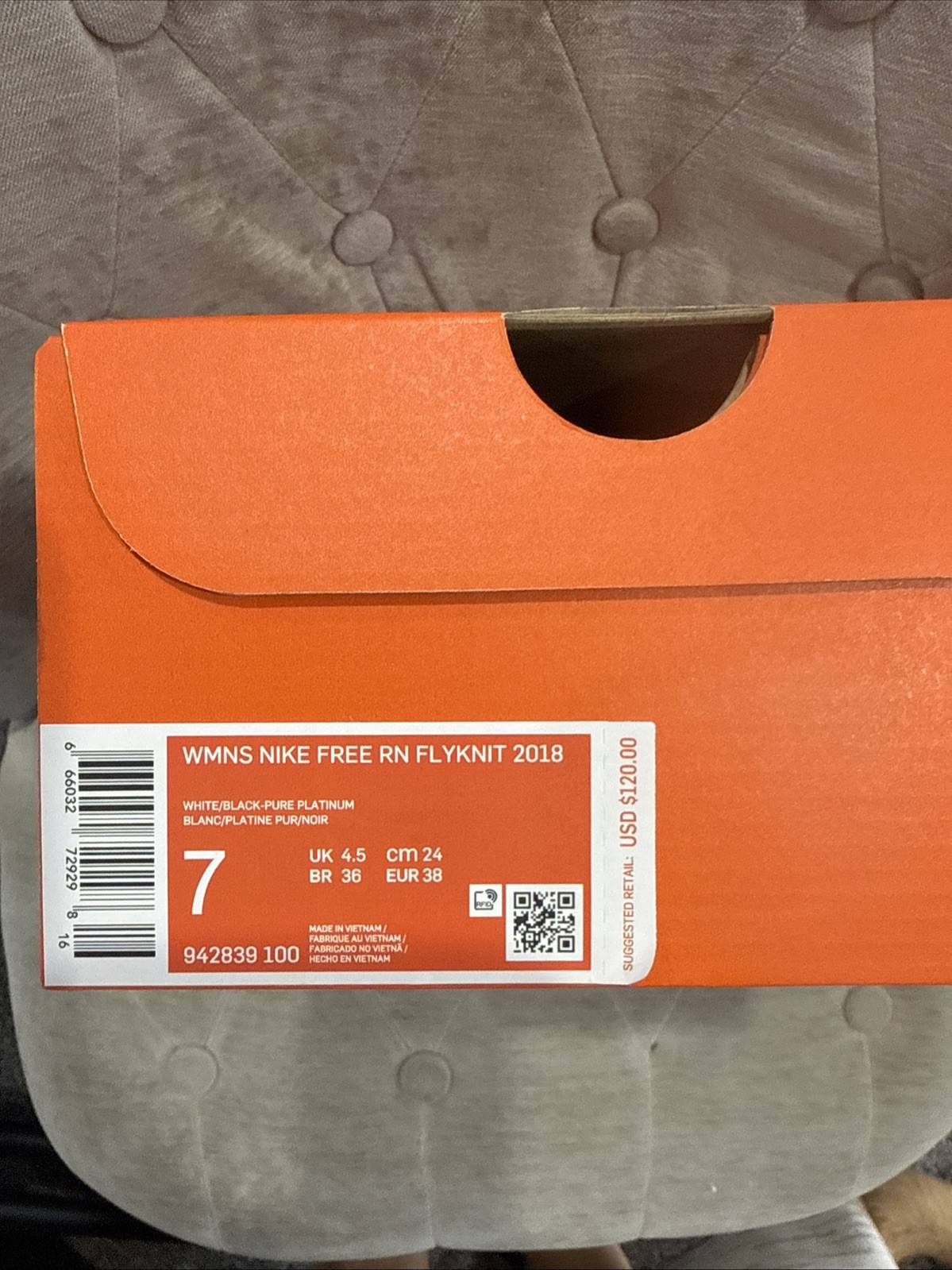 Nike Empty Shoe Replacement Box 11.5 X 7.5”x 4” Orange White Swoosh