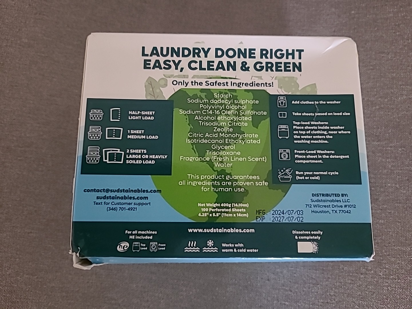 Eco Friendly Laundry Detergent Sheets 100 sheets 200 loads – Plant based Free…