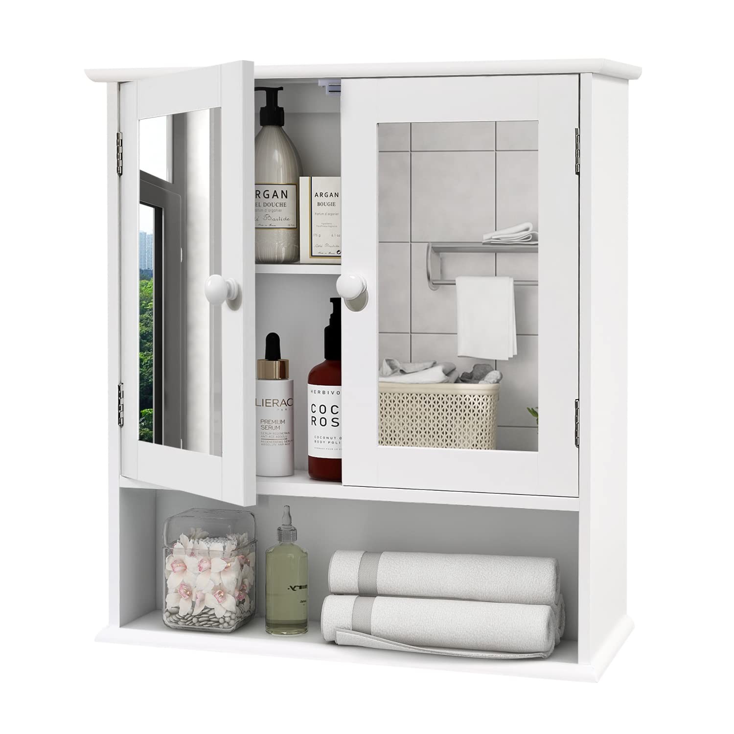 TaoHFE Medicine Cabinet, Cabinets for With Mirror, White Mirror