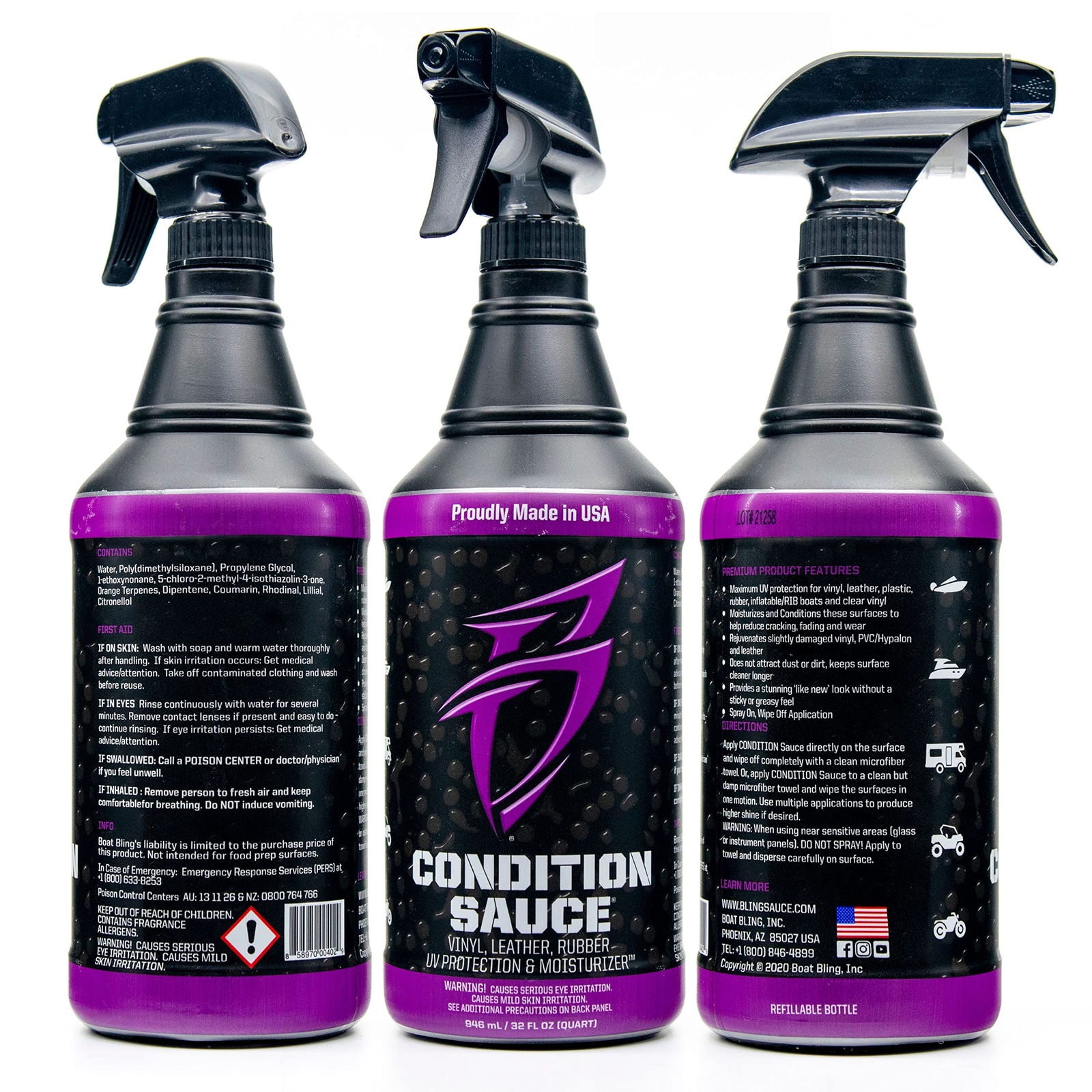 Black UV Protection Surface Wax for Vinyl Leather Rubber Plastic 32 Fl Oz