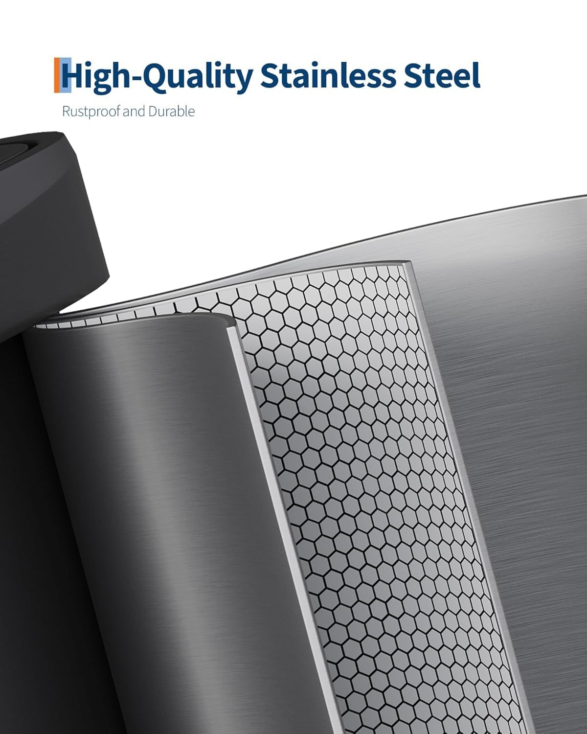Touch-Free 60L Stainless Steel Step Trash Can 16 Gallon Soft-Close Lid Waste Bin